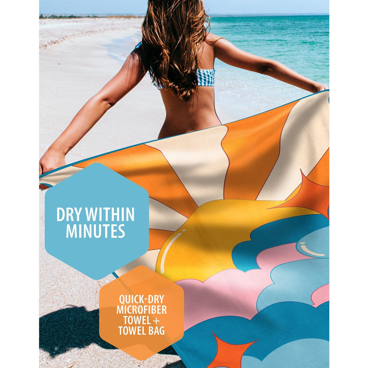 VENTURE 4TH Microfiber Beach Towel: Quick-Dry, Compact, Sand-Free, Absorbent, Sandproof and Lightweight - Perfect for Camping, Beach, and Roadtrips (Sky's The Limit Design | 35x78 inches) - Image 4