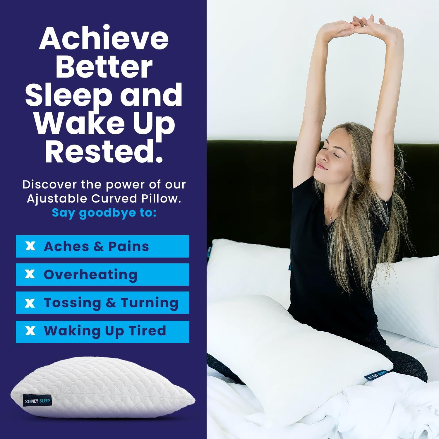 Sidney Sleep Pillow for Side and Back Sleepers - Comfort for Neck and Shoulder Pain - Adjustable Contour Fill - Queen Size - Extra Fill Included (White) - Image 6
