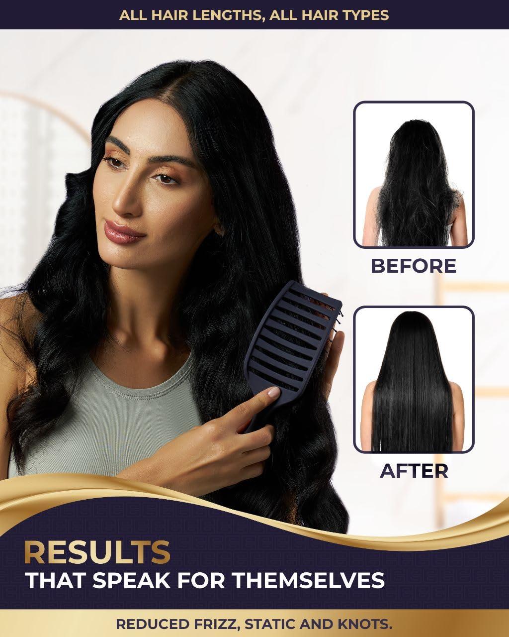 BEAUXSOI Vented Detangling Brush for Wet or Dry, Thick, Coily, and Curly Hair | Curved Vent Brush for Blow Drying - Image 4