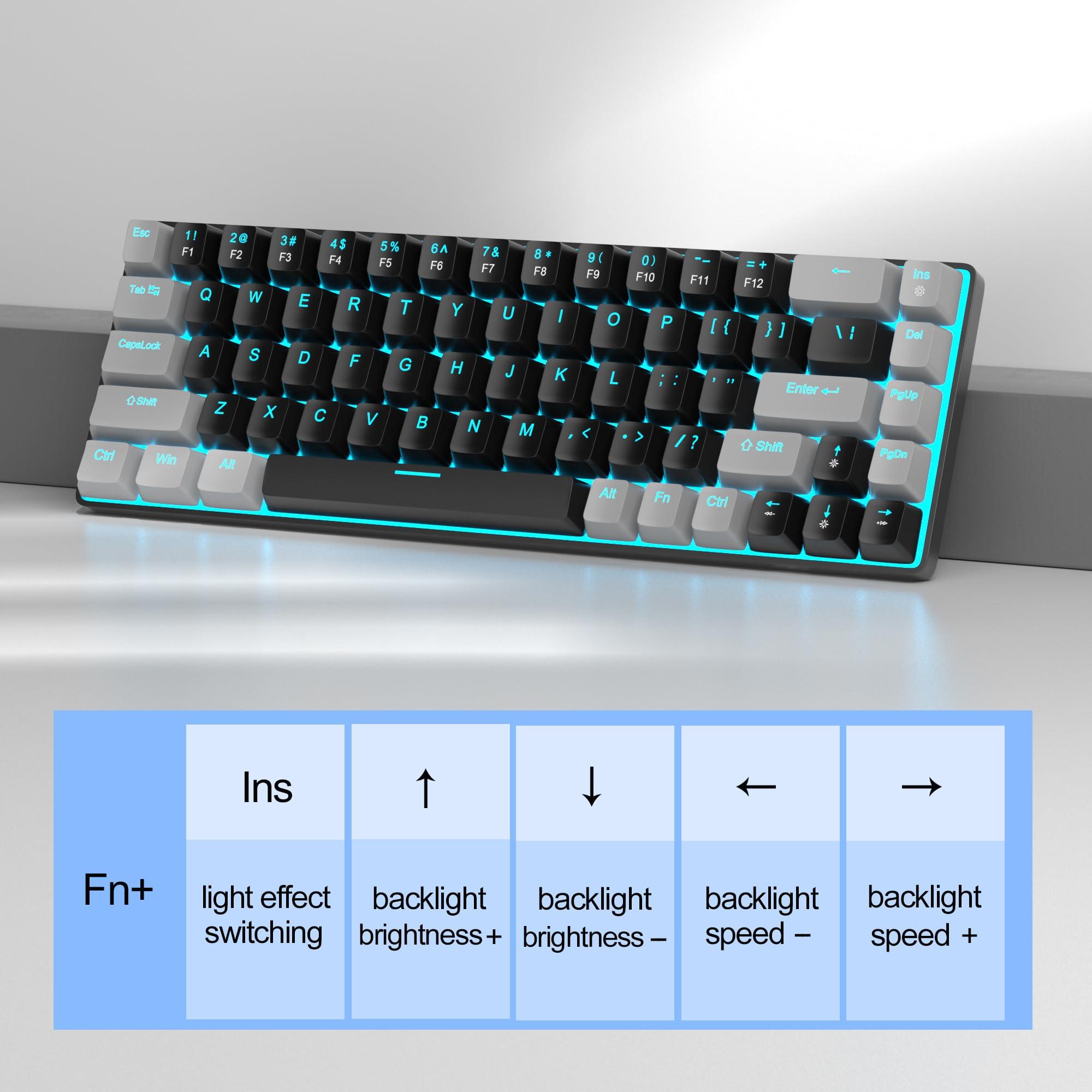 MageGee Portable 60% Mechanical Gaming Keyboard, MK-Box LED Backlit Compact 68 Keys Mini Wired Office Keyboard with Red Switch for Windows Laptop PC Mac - Black/Grey - Image 5