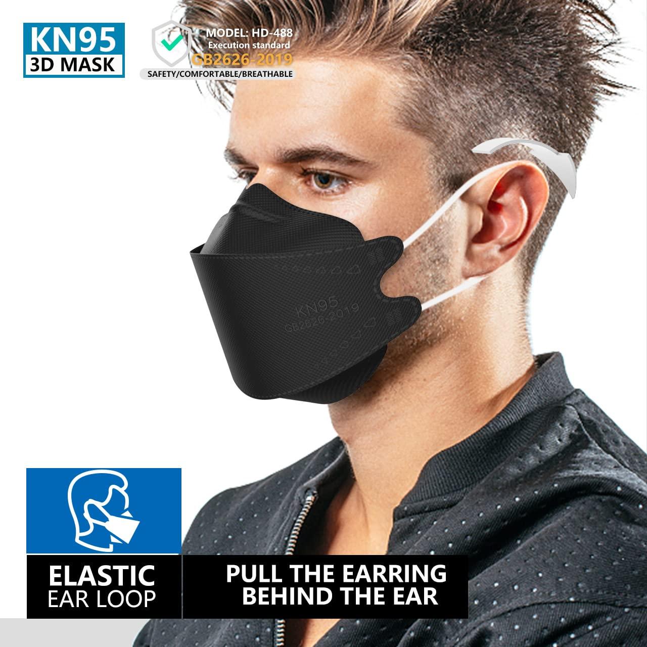 KIMARS KN95 Face Masks 50 Pack, Breathable Comfortable and Disposable KN95 Mask, Black - Image 4
