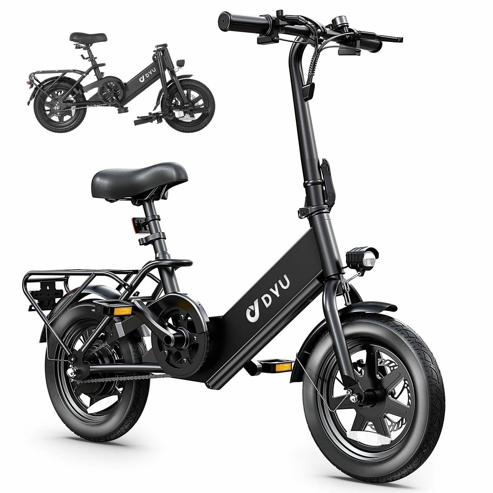DYU Electric Bike for Adults Teens, Folding Electric Bicycle,Commuter City E-Bike with 350W Motor and 36V 7.5Ah Battery,3 Levels Assist, Dual Disc Brakes,14/16" Foldable ebike with Pedals - Image 8
