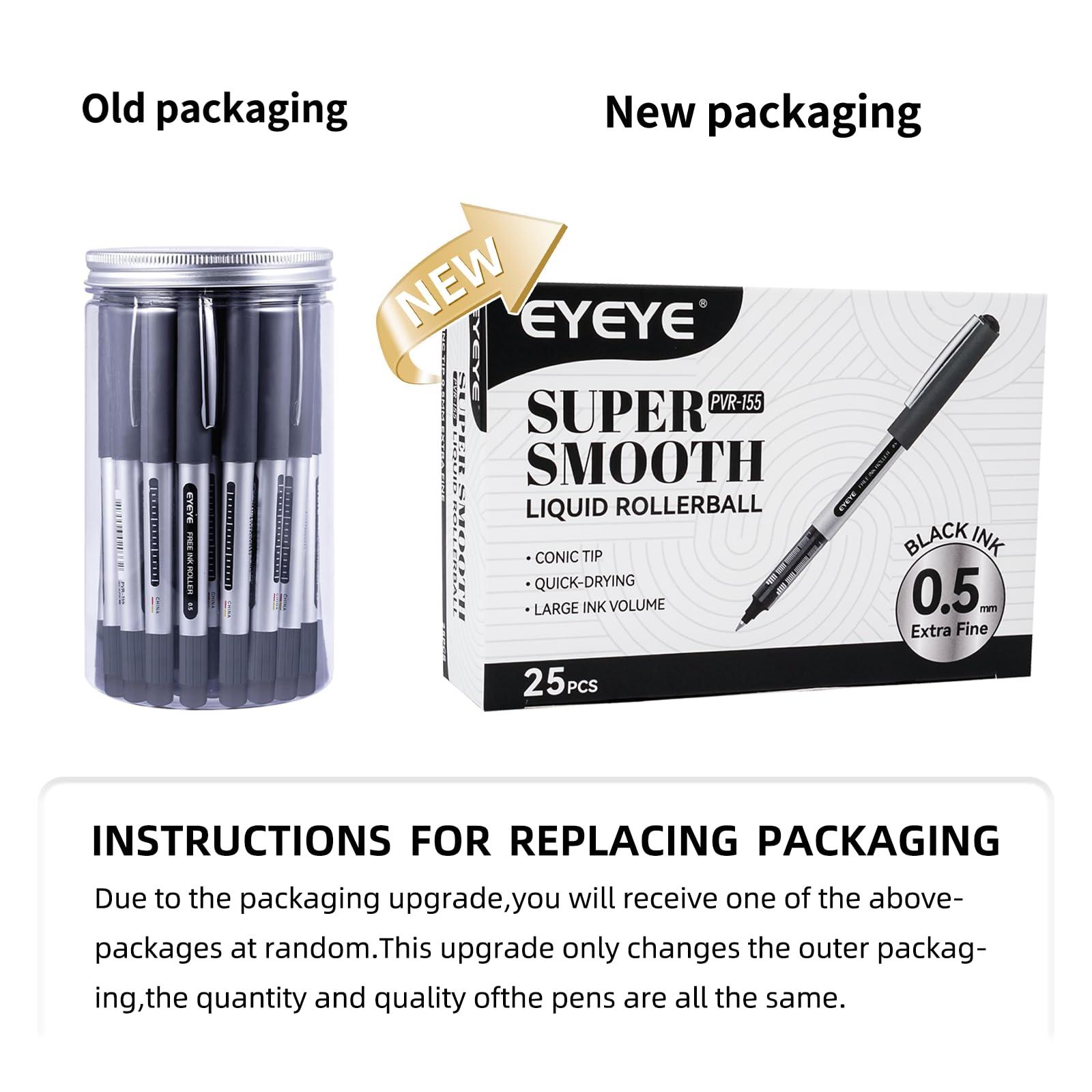 EYEYE 0.5mm Black Rollerball Pens 25 Pack, Extra Fine Point Roller Ball Pen Quick Dry, Liquid Ink Pens Fine Point Smooth Writing Pen for Journaling, Note Taking, Office, School Supplies - Image 7