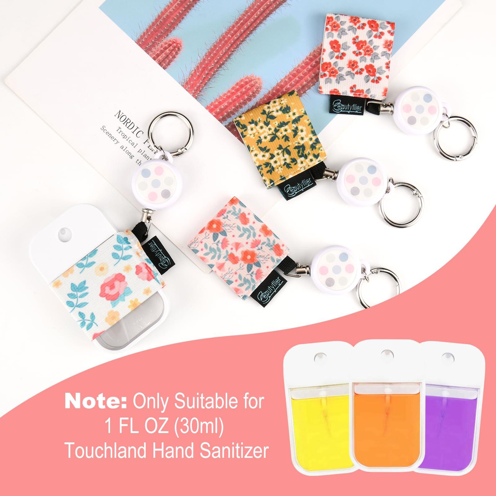 Beautyflier Pack of 4 Elastic Sleeve for Touchland Power Mist and Glow Mist 1FL OZ Hand Sanitizer Spray, Exquisite Patterns Holder Sleeve with Keychain, Perfectly for Travel (Sleeve Only) - Image 3