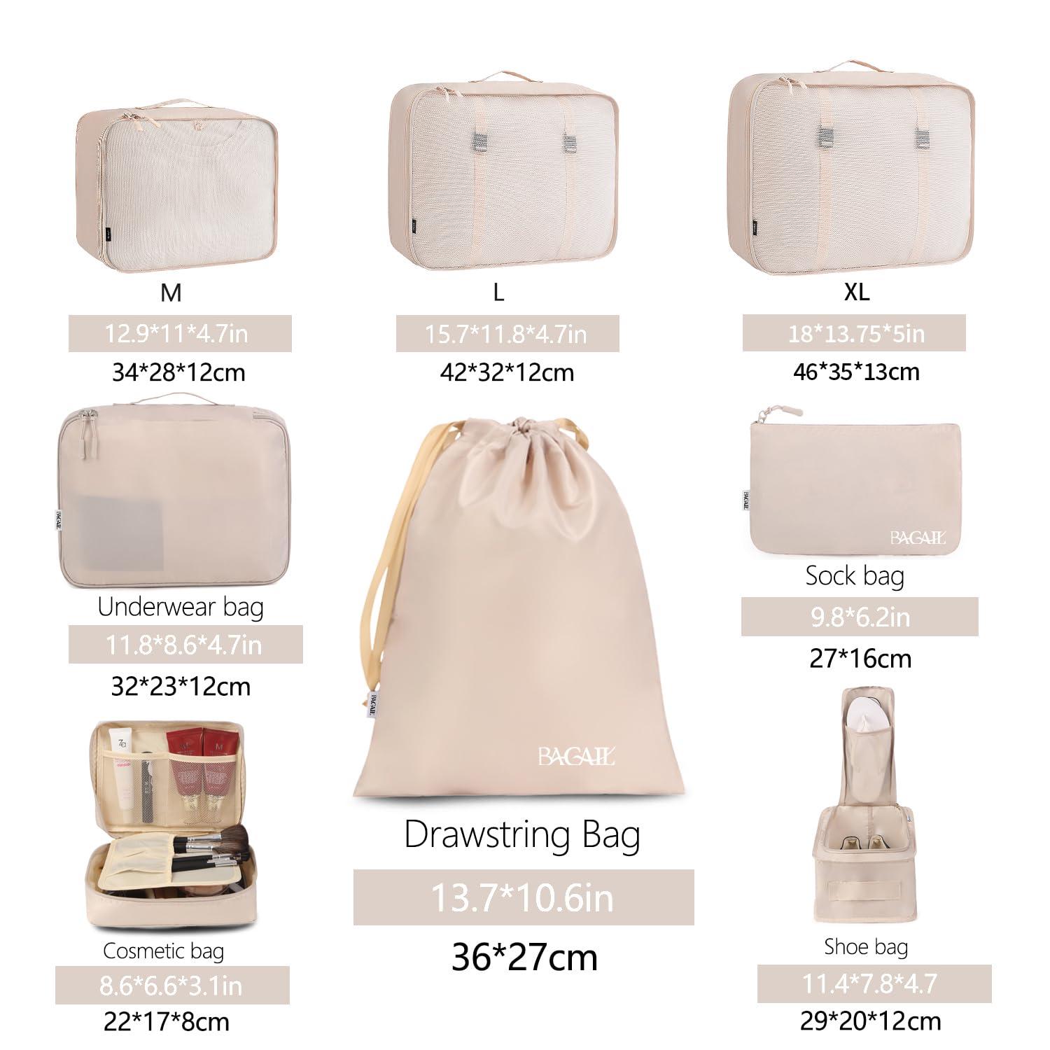 BAGAIL 8 Set Packing Cubes Luggage Organizer Bags for Travel Accessories-Cream - Image 2