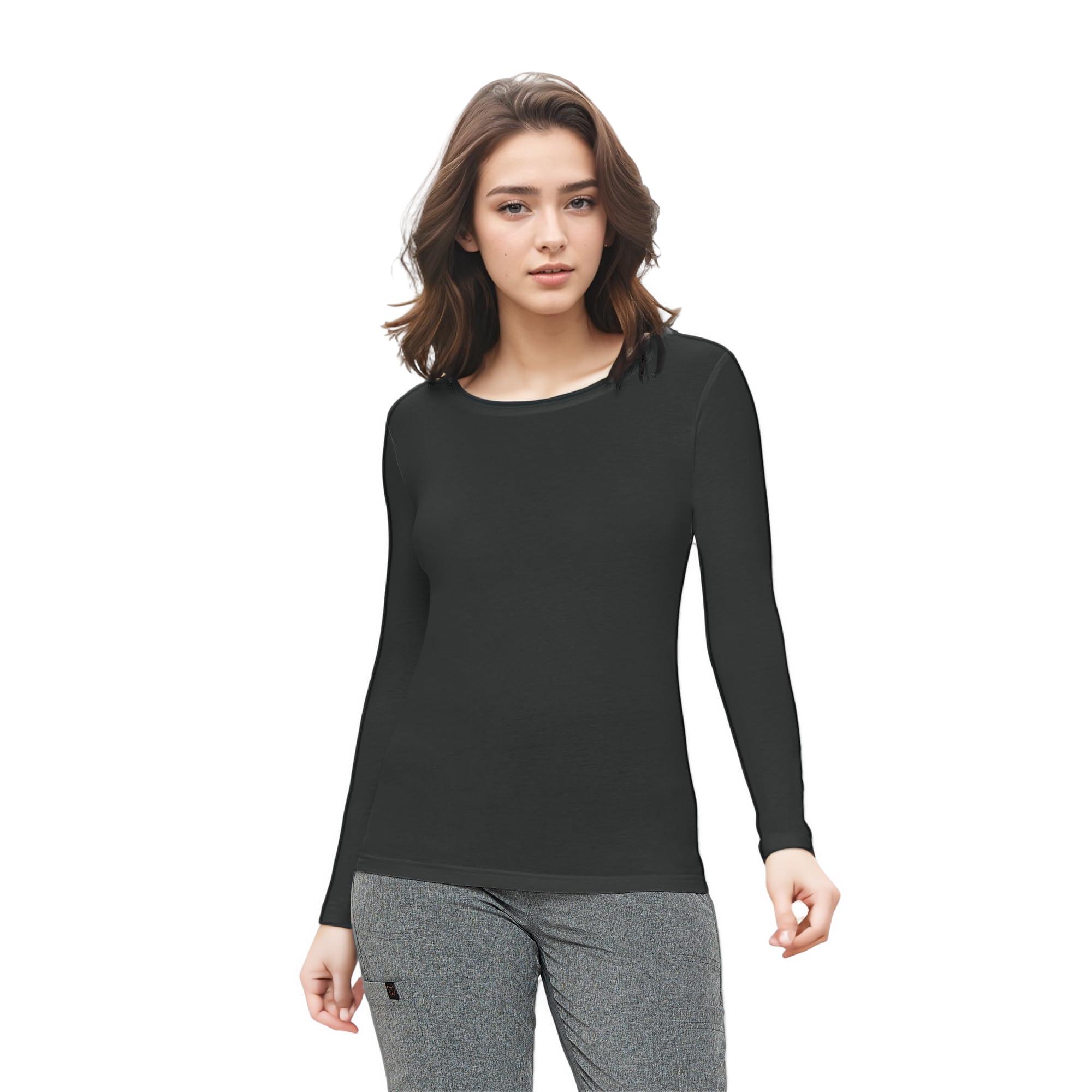 Natural Uniforms Women's Under Scrub Tee Crew Neck Long Sleeve T-Shirt - Image 2