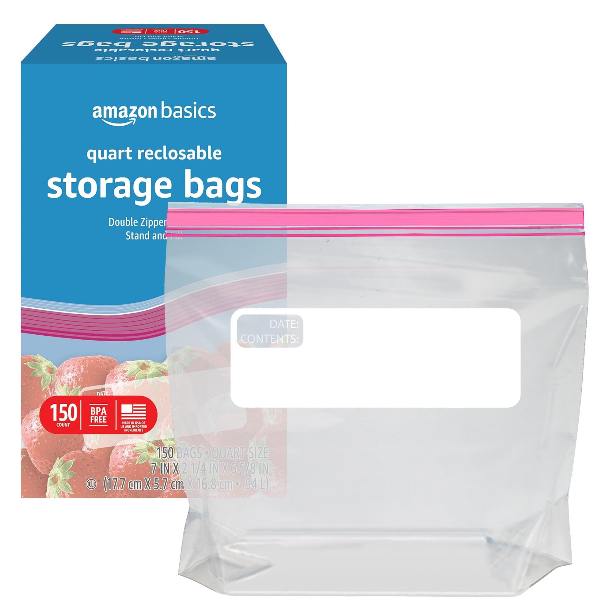 Amazon Basics Reclosable Quart Food Storage Bags, BPA Free, 150 Count - Image 3