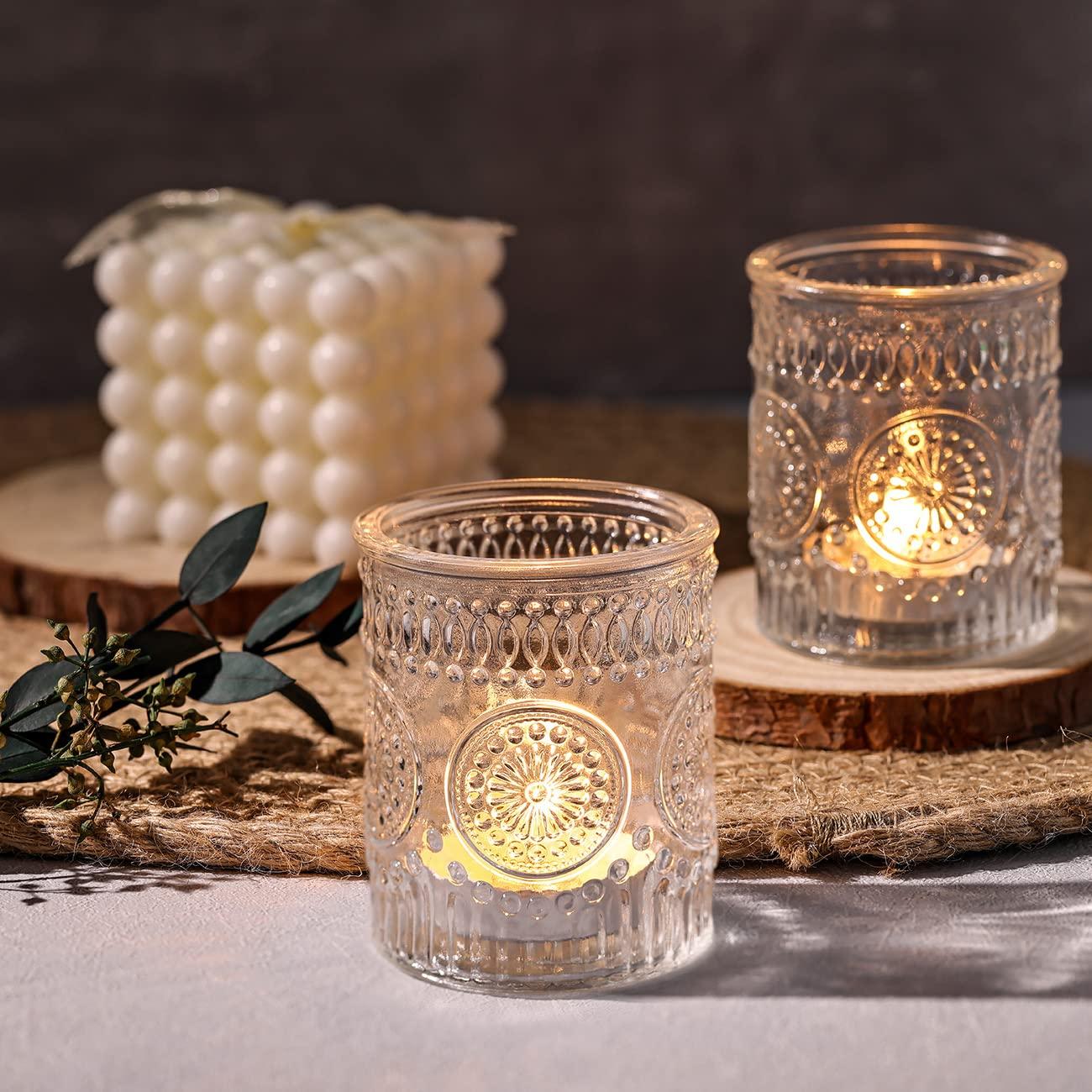 DARJEN Clear Votive Candle Holders Set of 36- Glass Candle Holders Bulk for Tea Light Candle, Embossed Candle Votives for Wedding Centerpiece, Living Room & Home Table Decor - Image 8