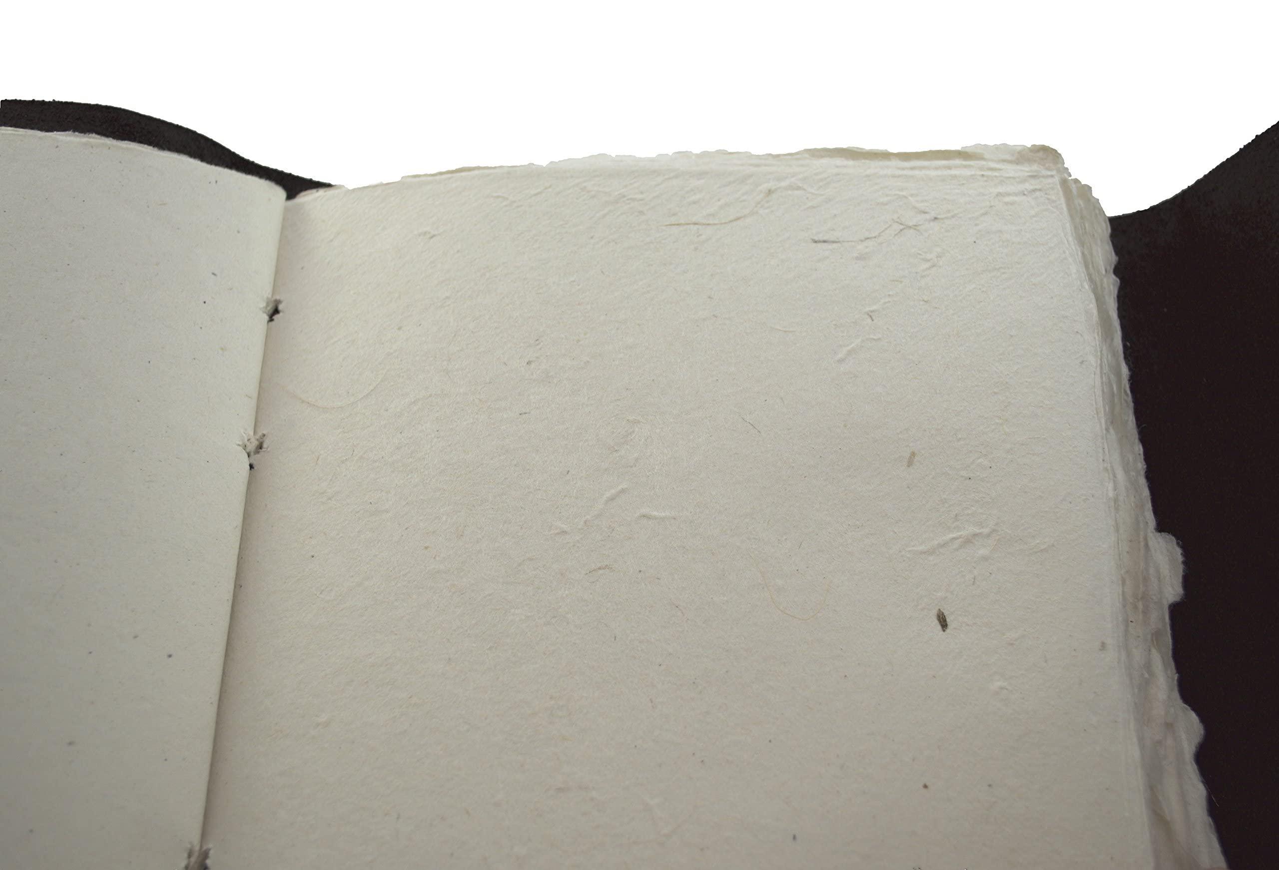 Kathmandu Valley Co. Everest Explorer Vintage Leather Travelling Journal with Rustic Handmade Deckle-edge Lokta Paper, Made in the Himalayas of Nepal, 8x10 inches (Extra Large) - Image 5