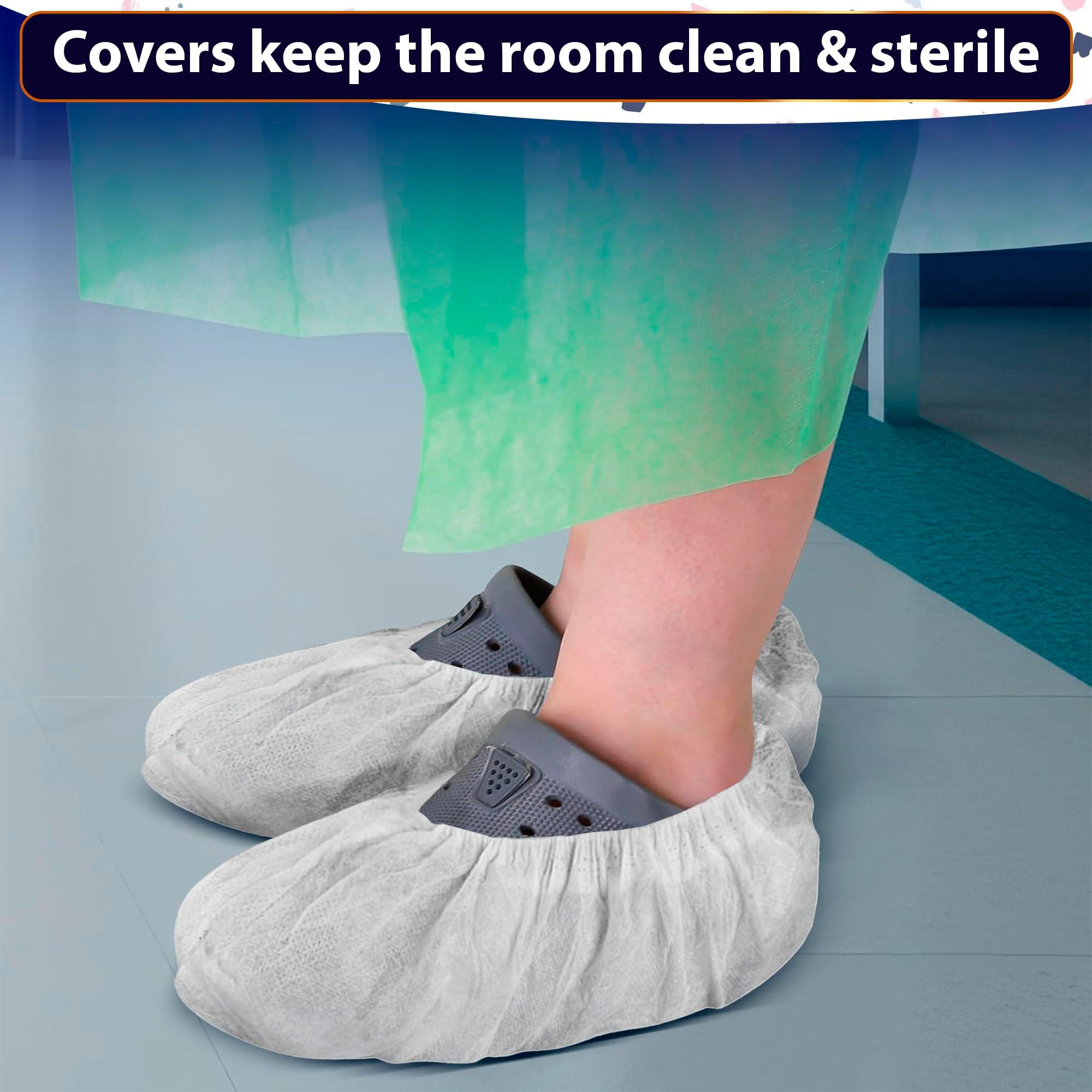 100 Pcs White Shoe Covers Disposable (Bulk Pack of 50 Pairs) – Non-Woven Booties for Shoes Covers, Stretchable Up to 15.7"– Soft & Durable, Fit for Home, Travel, Workplace & Real Estate Shows - Image 9