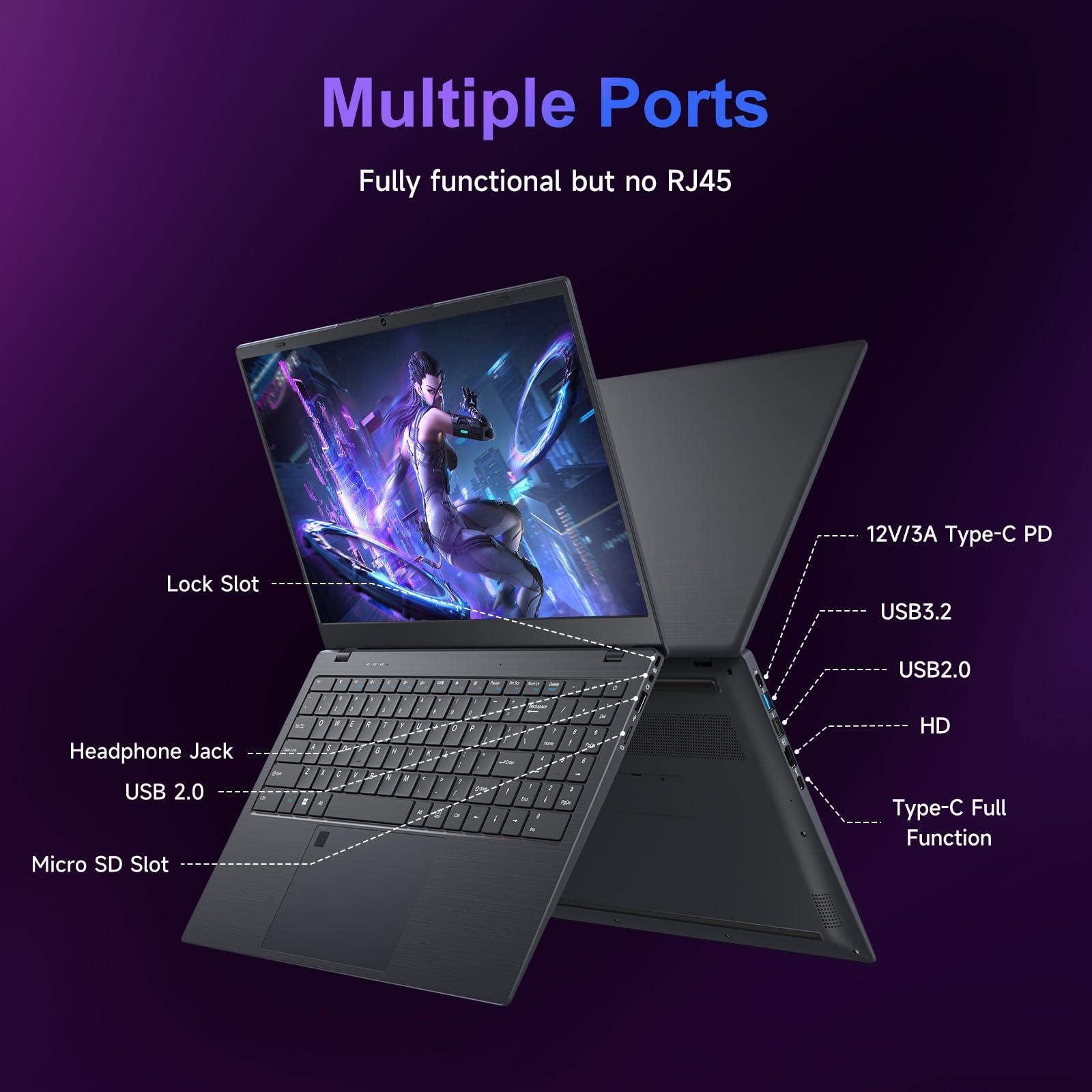 Akocrsiy 15.6 Inch Student Business Laptop Computer, LPDDR5 12GB RAM 512GB ROM, Intel N95 Processor(Up to 3.4GHz), Windows 11 Pro with FHD IPS Display, WiFi 5, Bluetooth 5.2, Type-C, HDMI, USB 3.2 - Image 6
