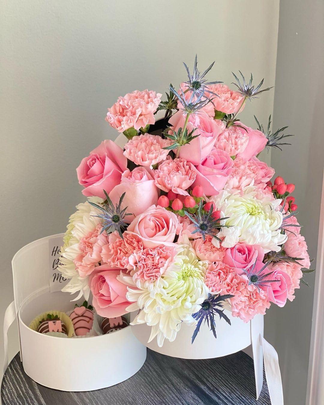 UNIKPACKAGING Premium Quality Round Flower/Gift Box 2 TIER w Lid, Size 7.8 dia x 7 inch for Luxury Arrangements (White) - Image 9