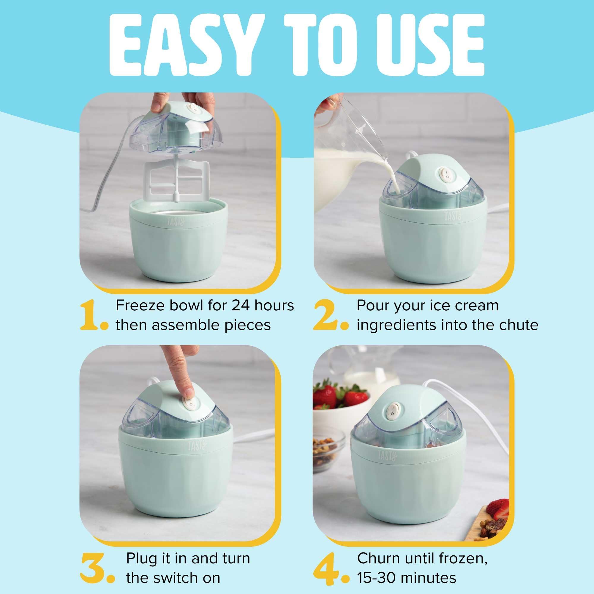 Tasty Mini Ice Cream Maker, Make Ice Cream, Sorbet, Frozen Yogurt, Gelato, Desserts, Quick Results, Single-Serve, Aqua - Image 5