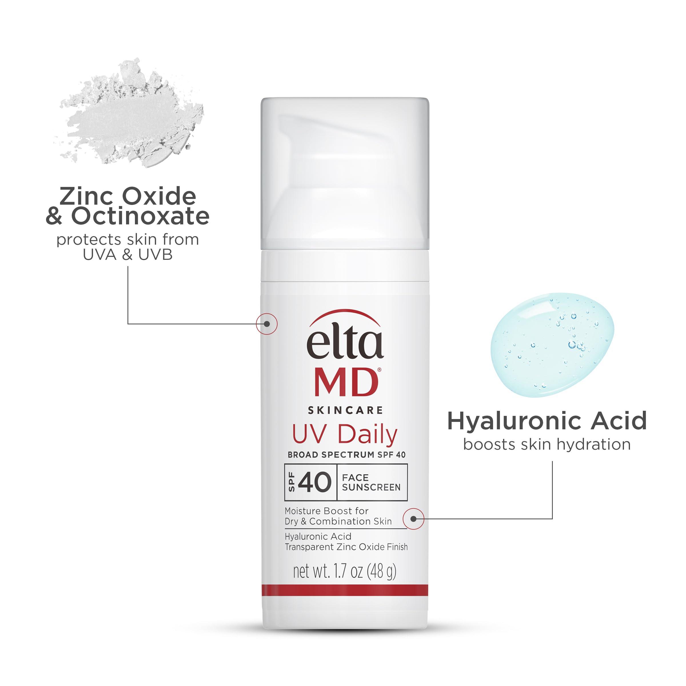 EltaMD UV Daily SPF 40 Face Sunscreen Moisturizer with Zinc Oxide, Daily Face Moisturizer with SPF, Sunscreen, For Dry Skin 1.7 oz Pump - Image 6