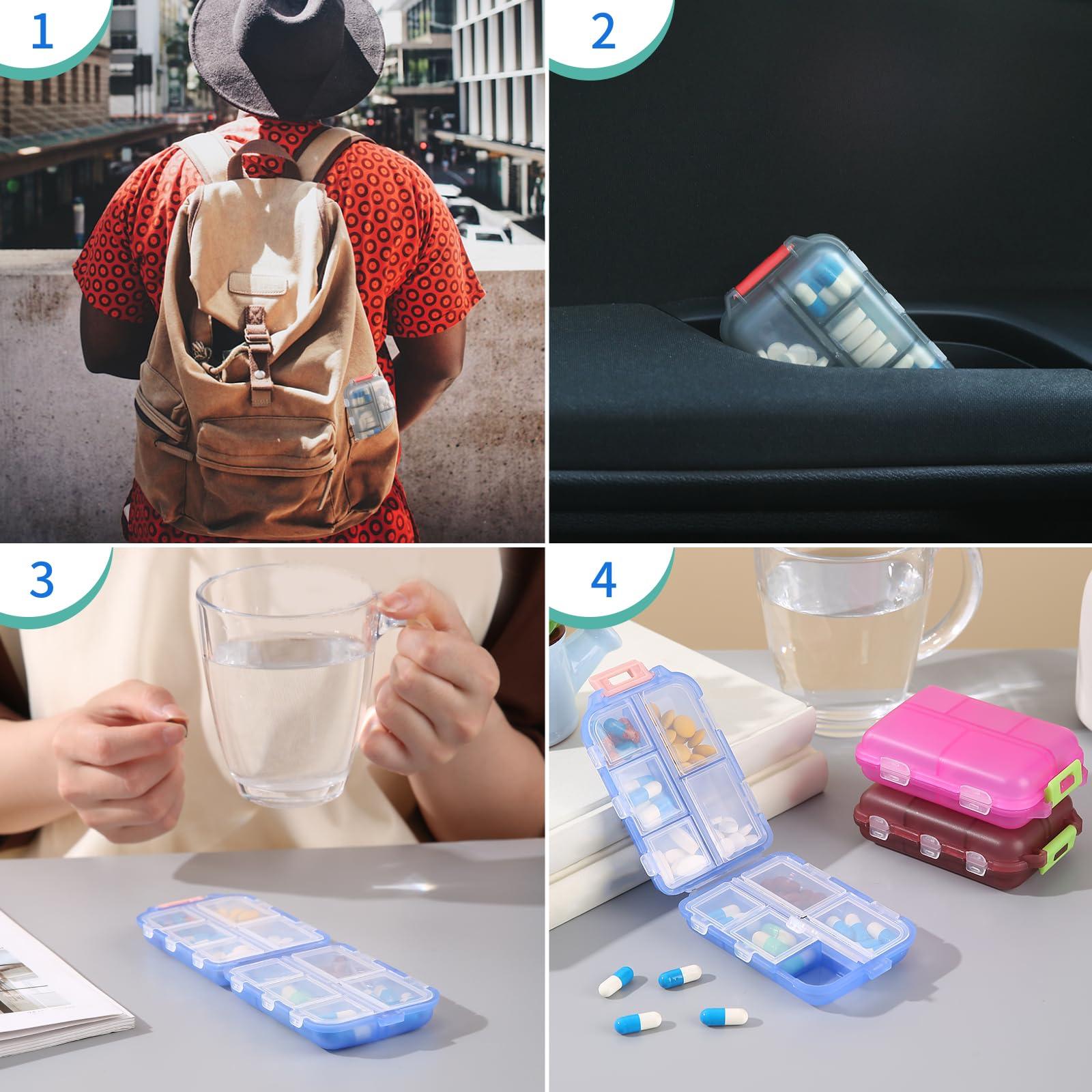 Zuihug 1Pack Travel Pill Organizer - 10 Compartments Pill Case, Compact and Portable Pill Box, Perfect for On-The-Go Storage, Pill Holder for Purse Gray - Image 6
