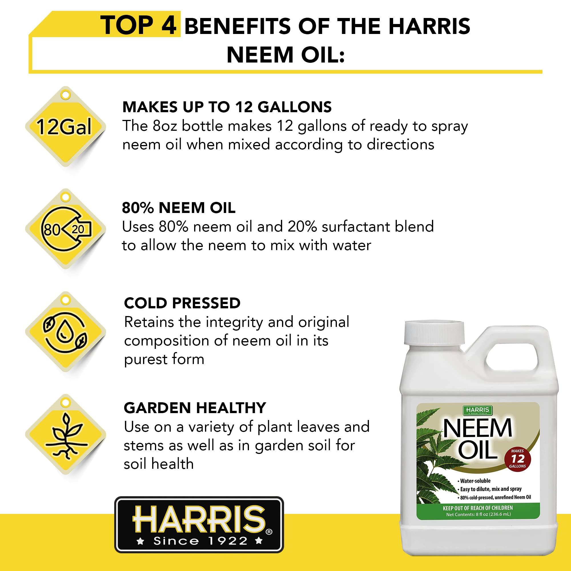 HARRIS Neem Oil Cold Pressed Water Soluble Concentrate, Makes 12 Gallons, 8oz - Image 3