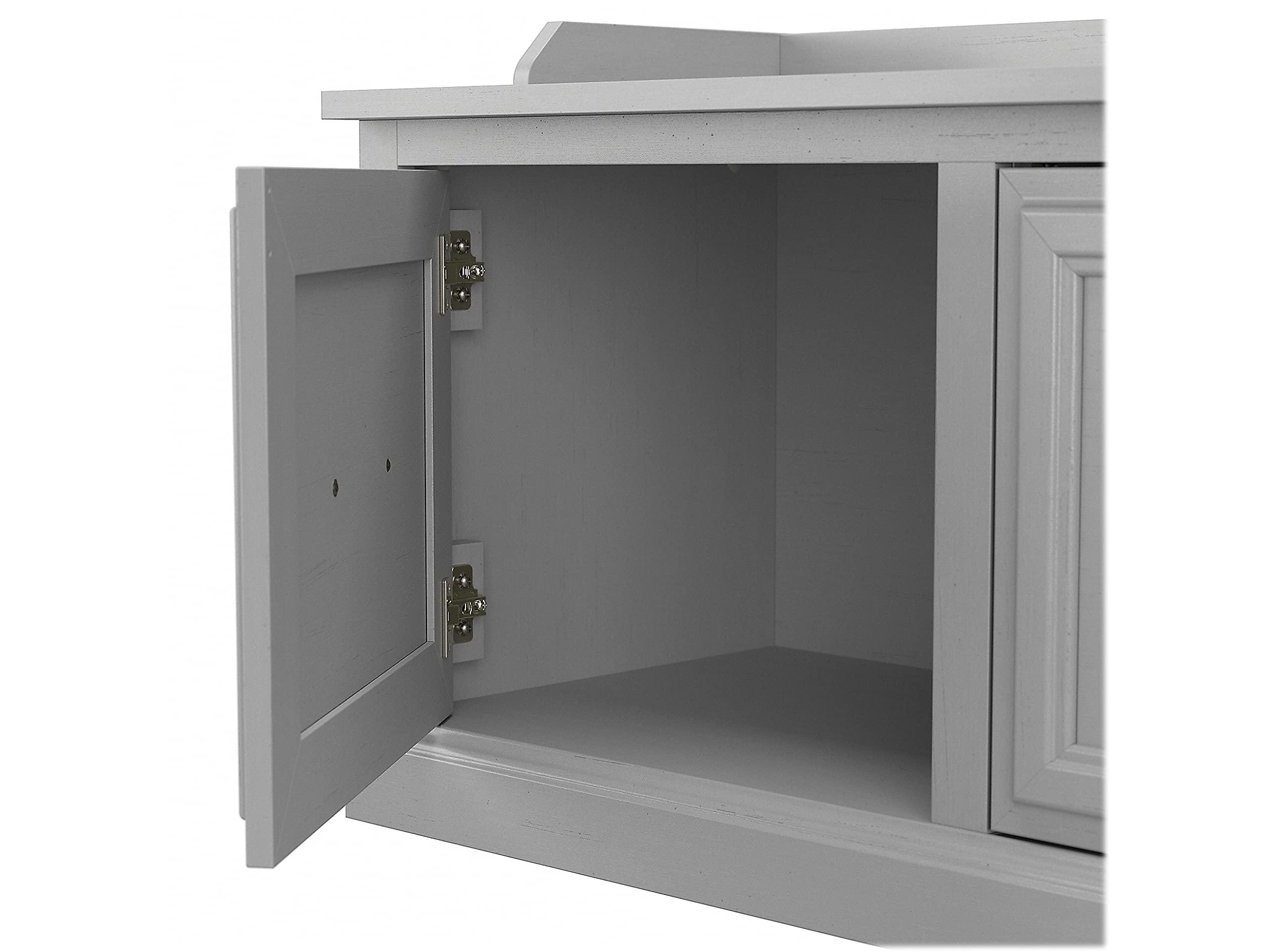 Bush Furniture Woodland 40W Entryway Bench with Doors in Cape Cod Gray Shoe Storage for Mudroom and Foyer - Image 6
