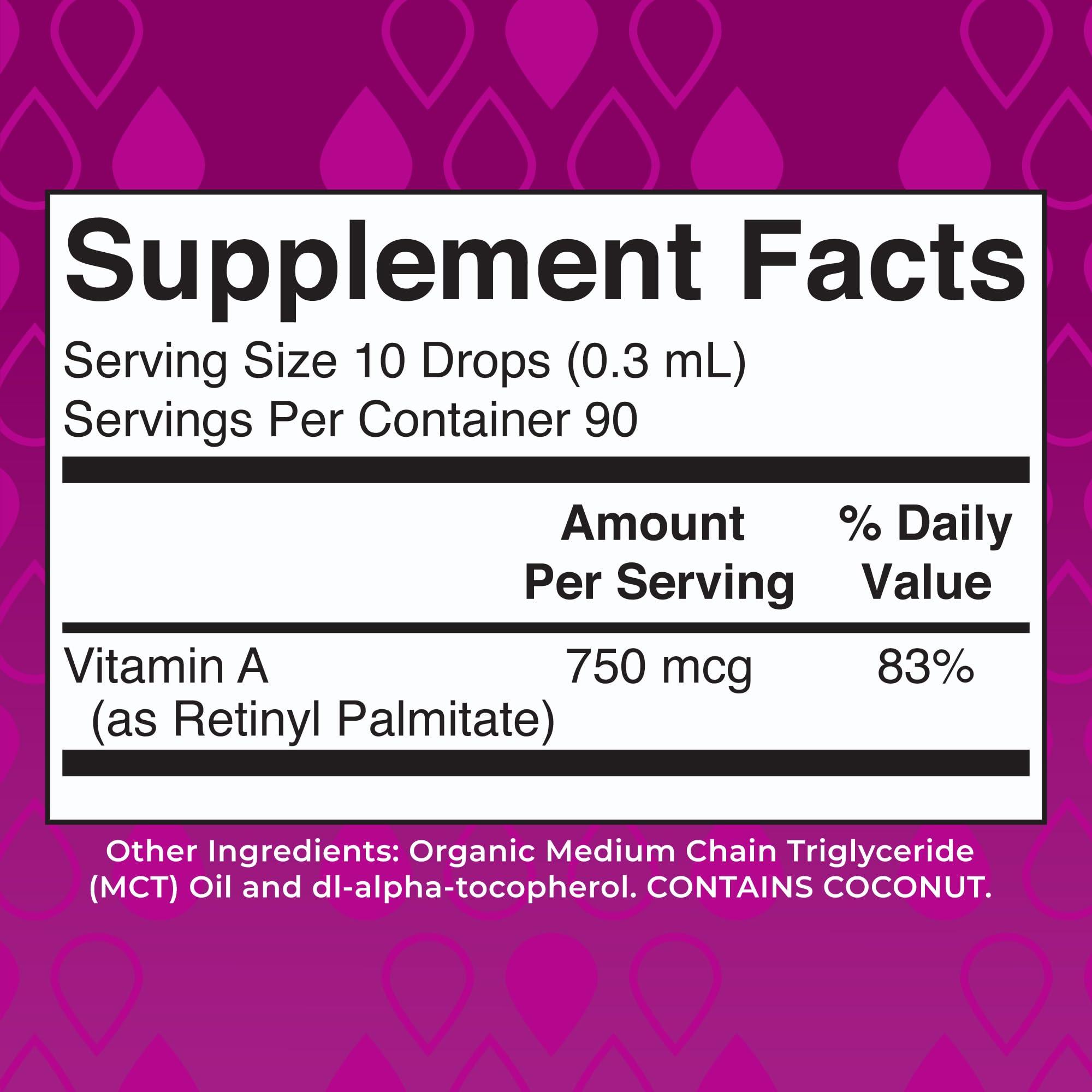 MaryRuth Organics USDA Organic Vitamin A Liquid Drops | 3 Month Supply | Immune Support, Eye Health, Skin Health for Ages 14+ | 750mcg per Serving | Sugar Free | Vegan | Non-GMO | Gluten Free | 1oz - Image 2