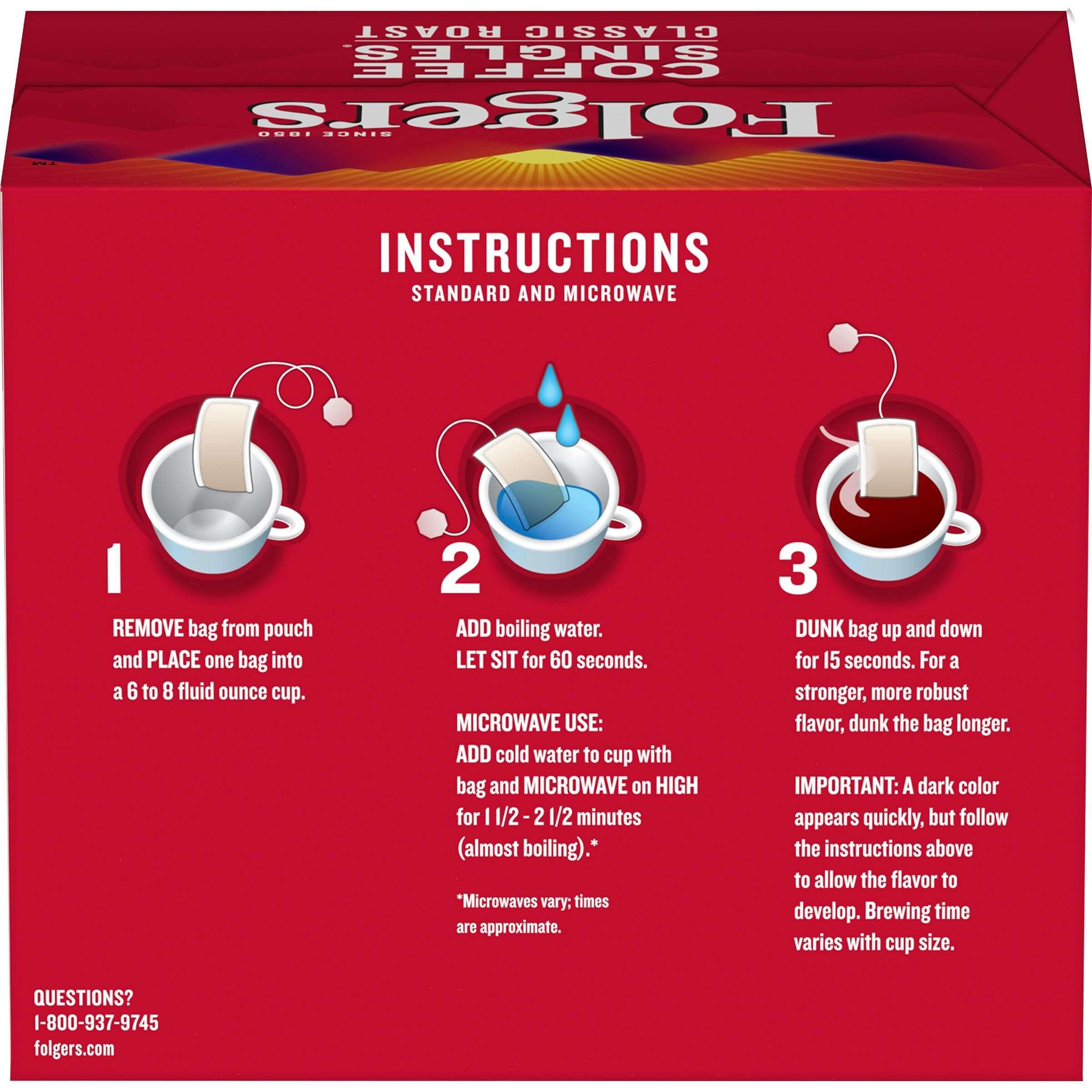 Folgers Coffee Singles Classic Roast-19 Coffee Bags - Image 3