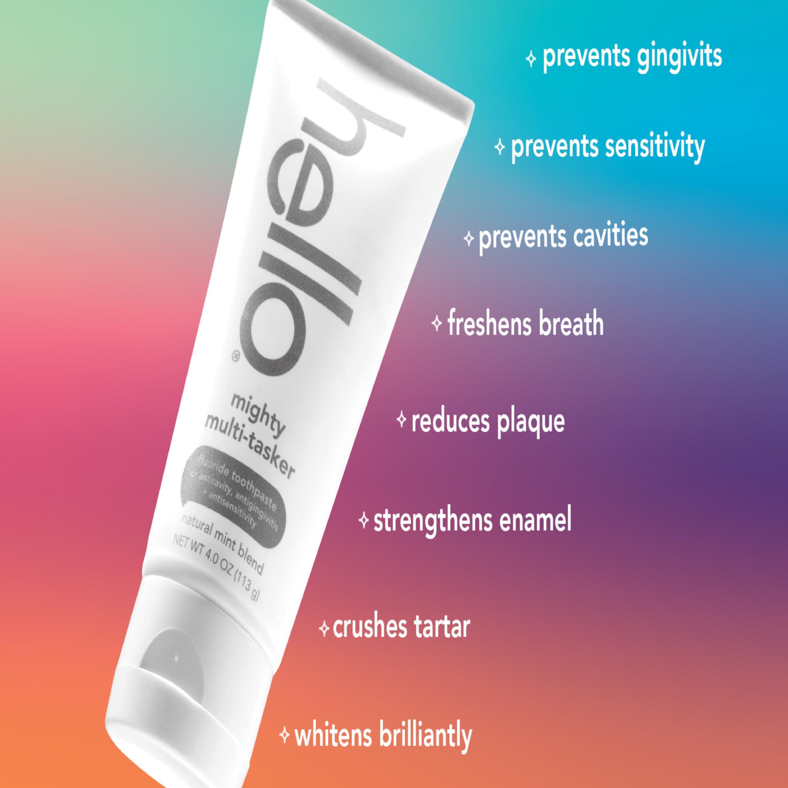hello Mighty Multitasker Fluoride Toothpaste, 8-in-1 Toothpaste with Minty Flavor, Anticavity, Antigingivitis, Antisensitivity, Strengthens Enamel and Whitens, 4.0 Oz Tube - Image 9