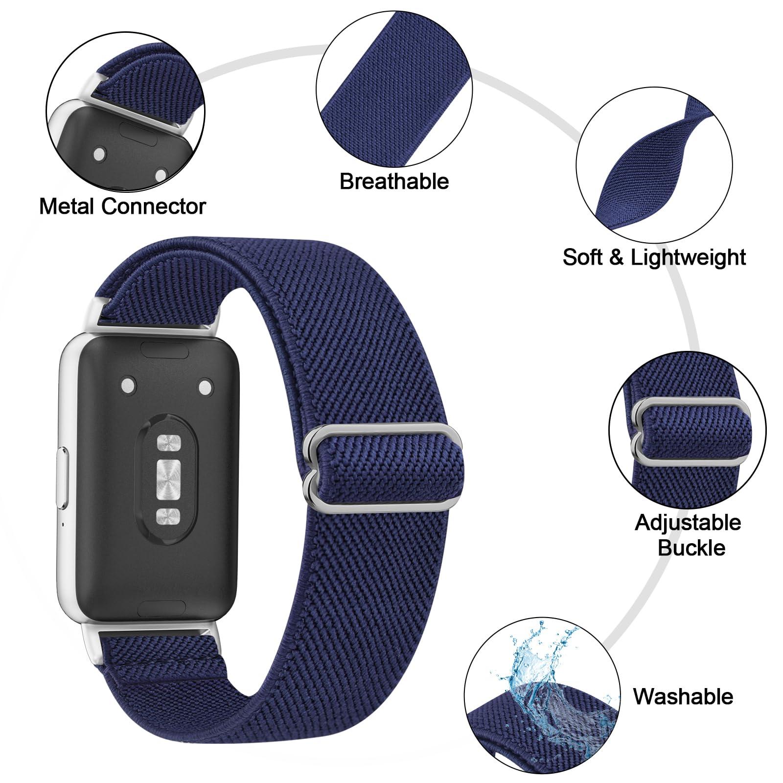 2 Pack Elastic Bands for Samsung Galaxy Fit 3 Band for Women Men, Soft Adjustable Stretchy Nylon Replacement Strap Compatible with Samsung Galaxy Fit 3 SM-R390 Smartwatch - Image 2