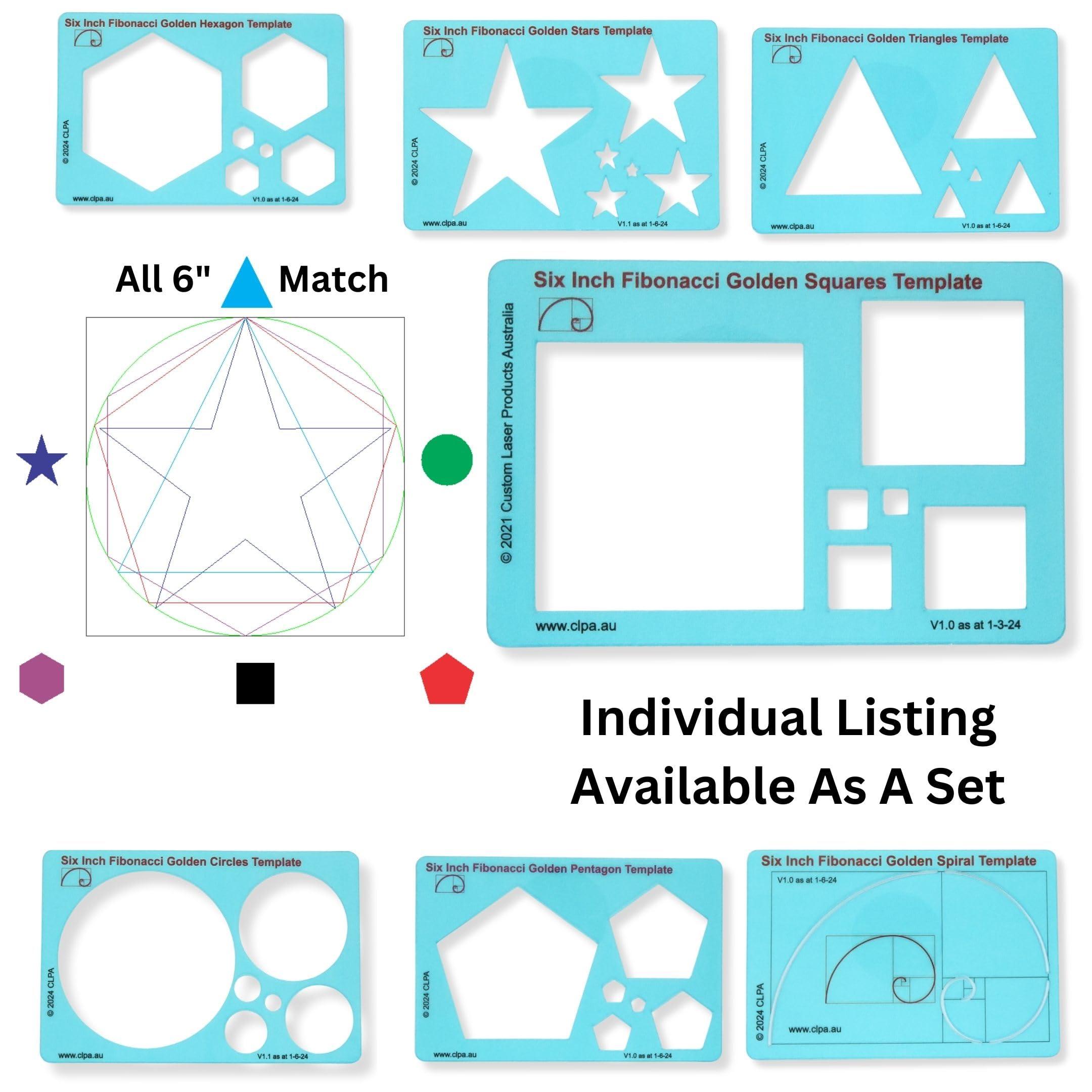 CLPA 6" Square Stencil Template for Drawing and Drafting: A Fibonacci-Inspired Square Drawing Tool for Artists Allows The Simple Application of The Golden or Divine Ratio for Artistic Design - Image 6