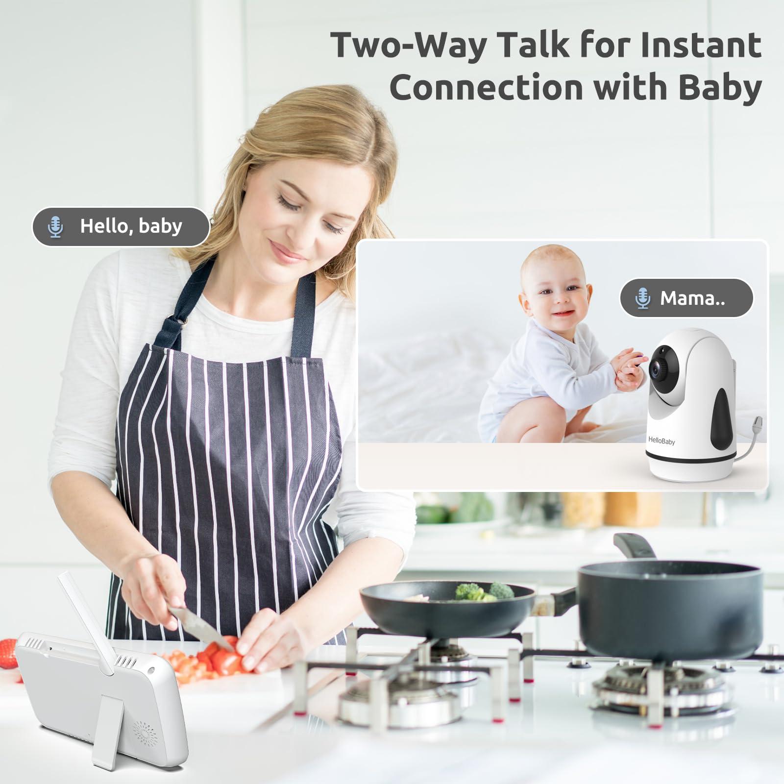 HelloBaby Video Baby Monitor with Upgraded 6” IPS Large Screen, Split Screen with 2 Cameras, Night Vision and Temprature Monitoring, Remote Pan-Tilt-Zoom Camera, No-WiFi - Image 5