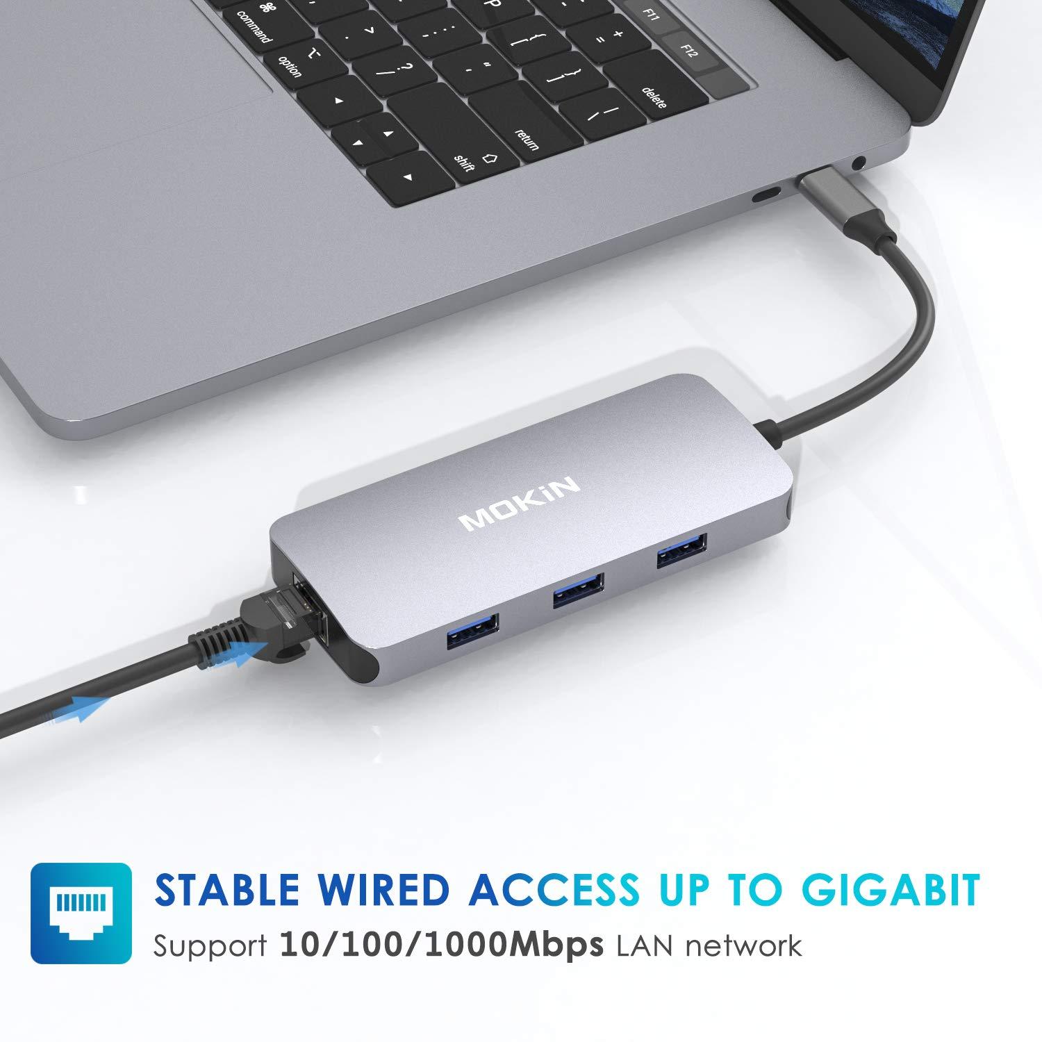 USB C Adapters for MacBook Pro/Air,Mac Dongle with 3 USB Port,USB C to HDMI, USB C to RJ45 Ethernet,MOKiN 9 in 1 USB C to HDMI Adapter,100W Pd Charging, USB C to SD/TF Card Reader USB C Hub - Image 6
