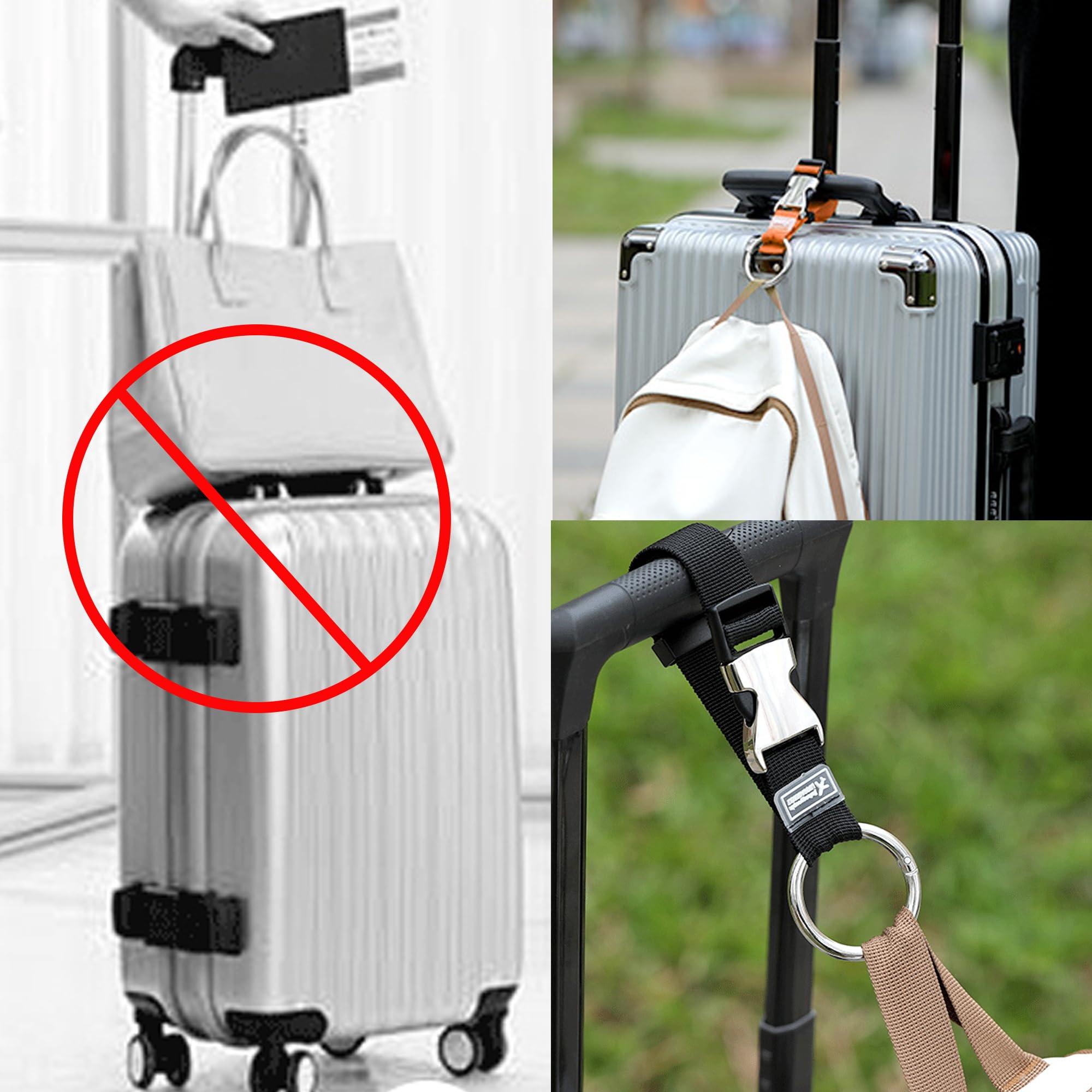 FLONSA Luggage Straps 2 Pack Metal Key Ring Clips Set - 1.5" and 2" Key Rings, Add-A-Bag Luggage Strap Jacket Grippers, Small Carabiner Clips for Keychains, Purse, and Travel Accessories-Black - Image 4