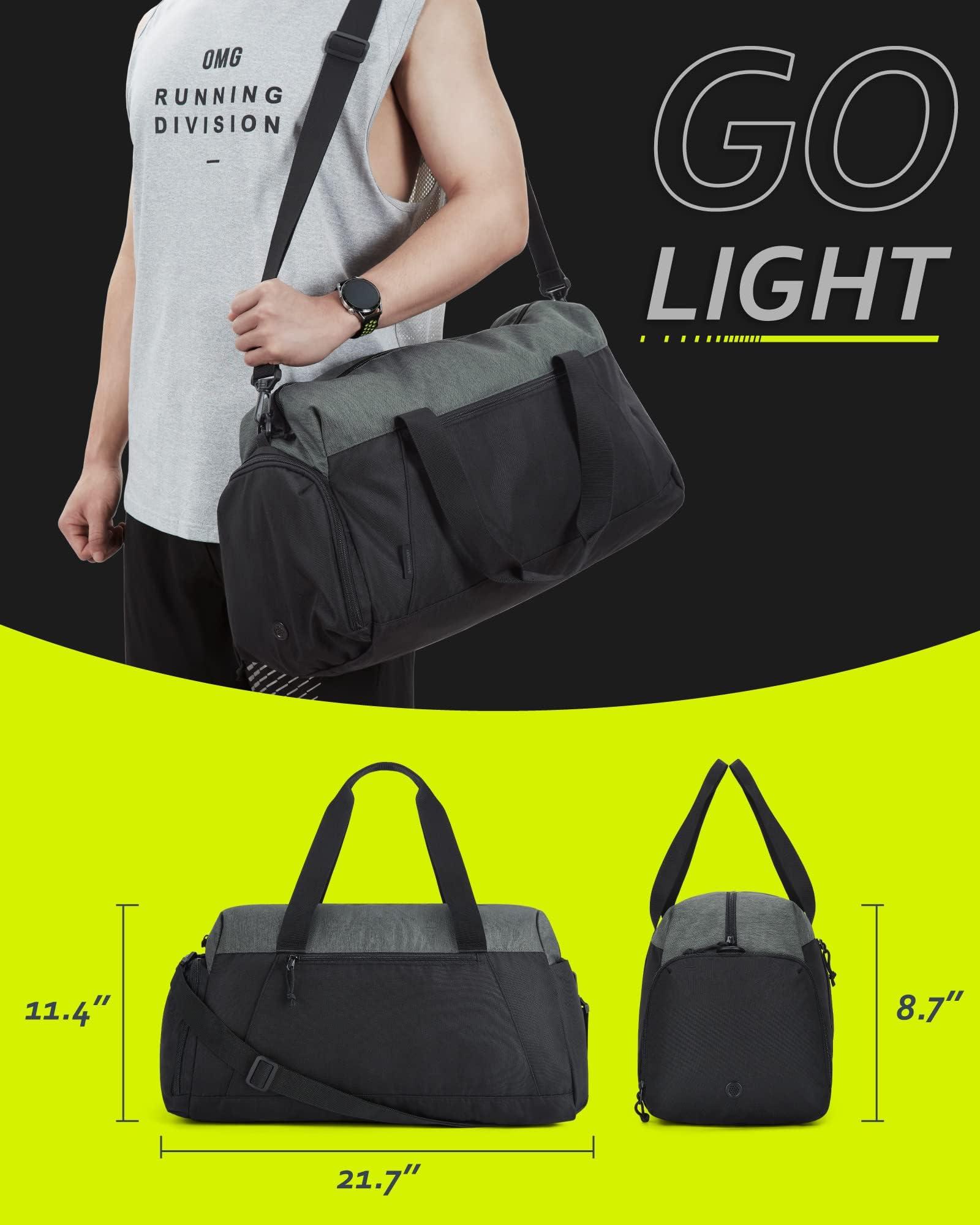 BAGSMART Gym Bags for Men Women, Foldable Travel Duffle Bag, Lightweight Weekender Duffel Bag With Shoe Compartment, Water Resistant Workout Duffle Sports Bag for Travel Yoga, Black - Image 3