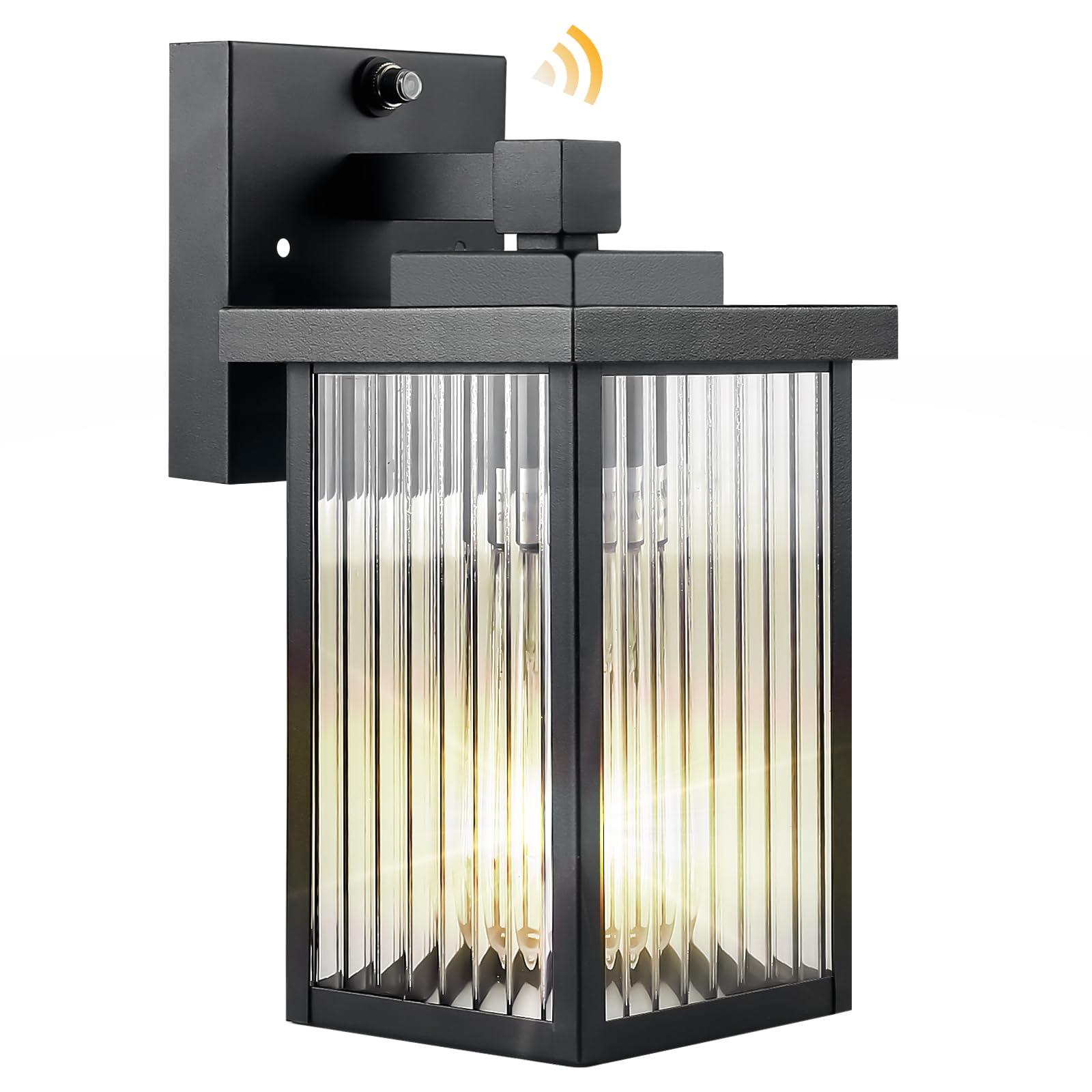 hameso Dusk to Dawn Outdoor Lighting, Waterproof Outdoor Porch Light with Tempered Glass, Outdoor Light Fixture for House Exterior Front Door Garage Patio