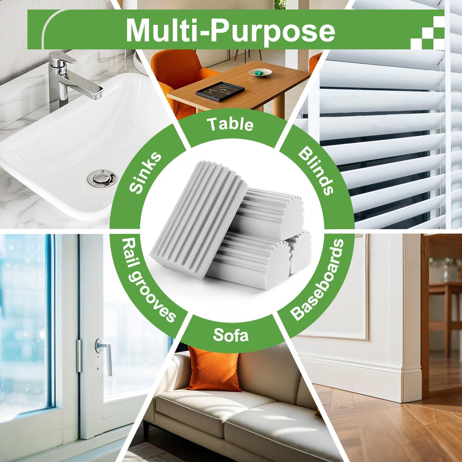 Jeymei 2-Pack Damp Clean Duster Sponge,Wet Dusting Sponge with Ridges,Magic Cleaning Sponge for Household Use, Reusable Baseboard Cleaner Tool for Blinds, Vents, Furniture and Window Track (Gray) - Image 5