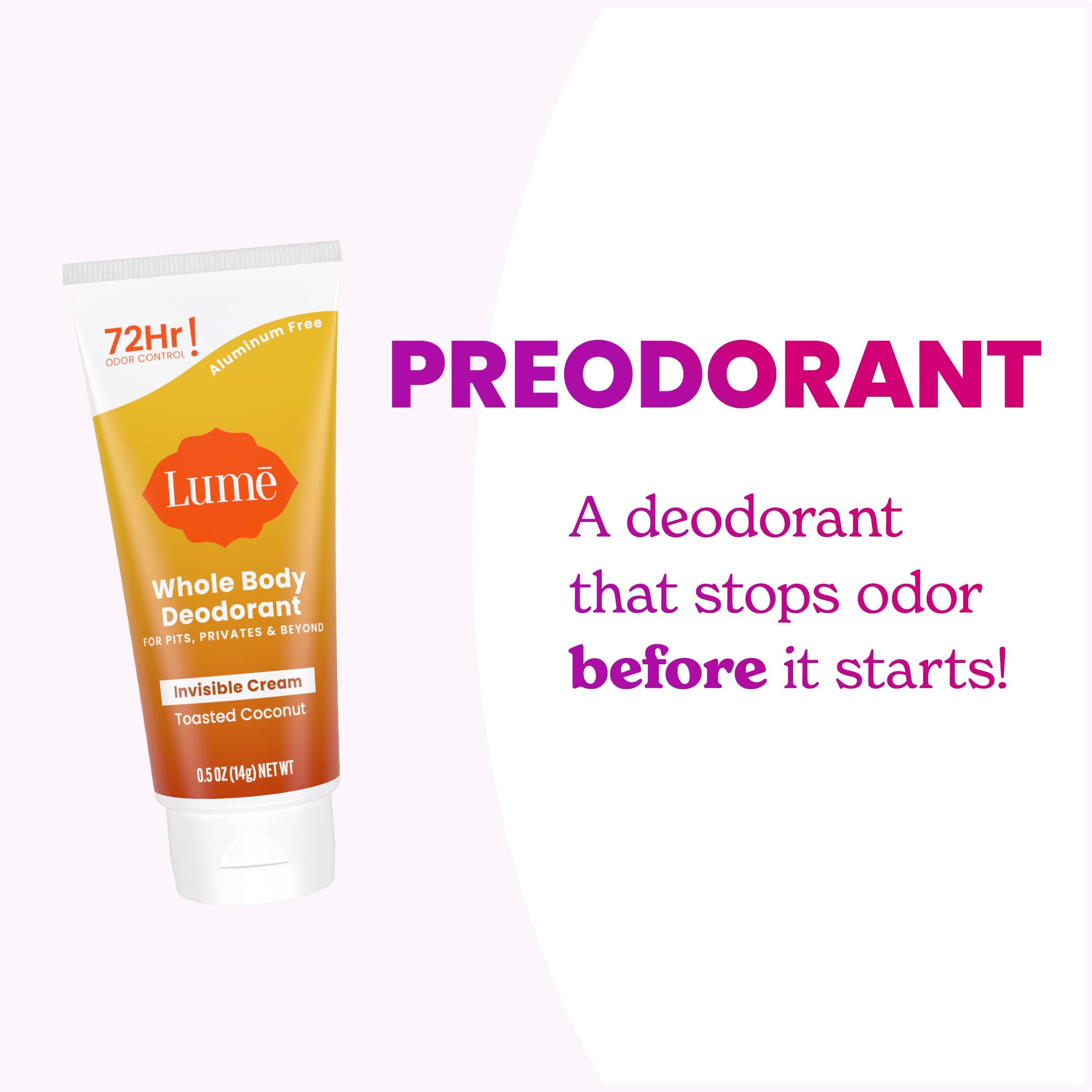 Lume Whole Body Deodorant 5 Pack Sampler - Invisible Cream Minis - 72 Hour Odor Control - Aluminum & Baking Soda Free (Clean Tangerine, Lavender Sage, Peony Rose, Toasted Coconut, Unscented) - Image 8
