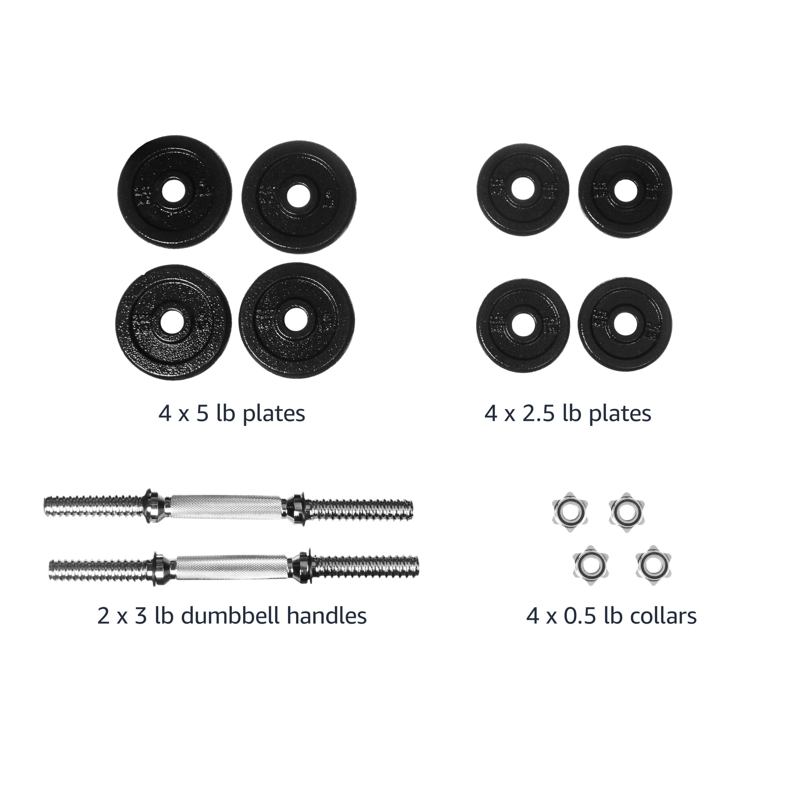 Amazon Basics Adjustable Dumbbell Hand Weight Set, 38 Pounds, Black - Image 3
