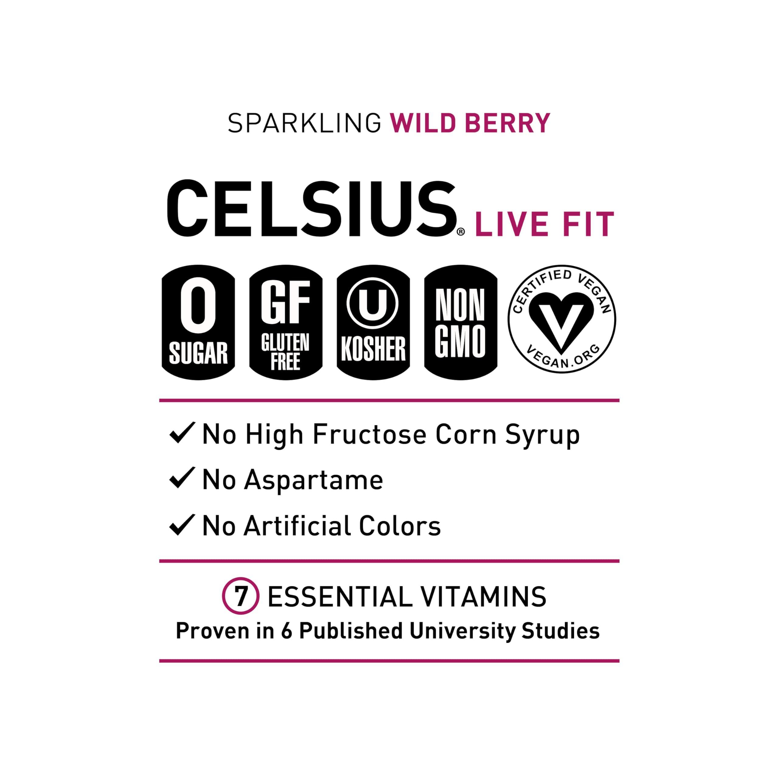 CELSIUS Sparkling Wild Berry, Functional Essential Energy Drink 12 Fl Oz (Pack of 12) - Image 4