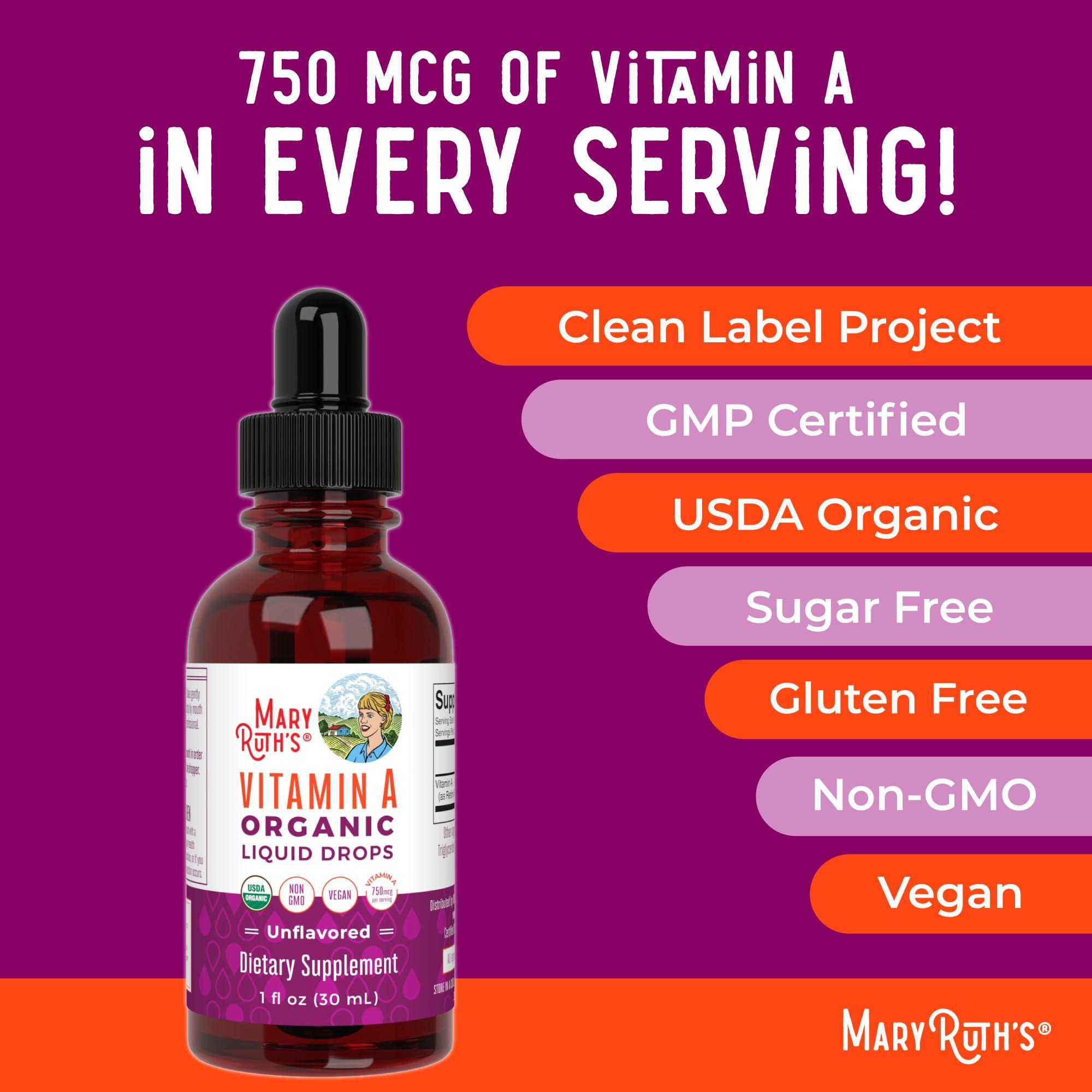 MaryRuth Organics USDA Organic Vitamin A Liquid Drops | 3 Month Supply | Immune Support, Eye Health, Skin Health for Ages 14+ | 750mcg per Serving | Sugar Free | Vegan | Non-GMO | Gluten Free | 1oz - Image 7