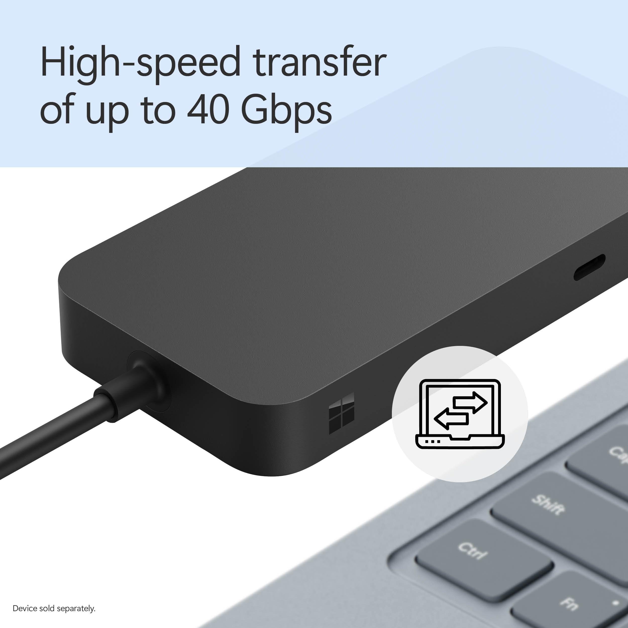 Microsoft Surface USB4 Dock – Gigabit Ethernet, USB C to 2xUSB-C/1xUSB-A/HDMI (65W Power Delivery) - Black - Image 5
