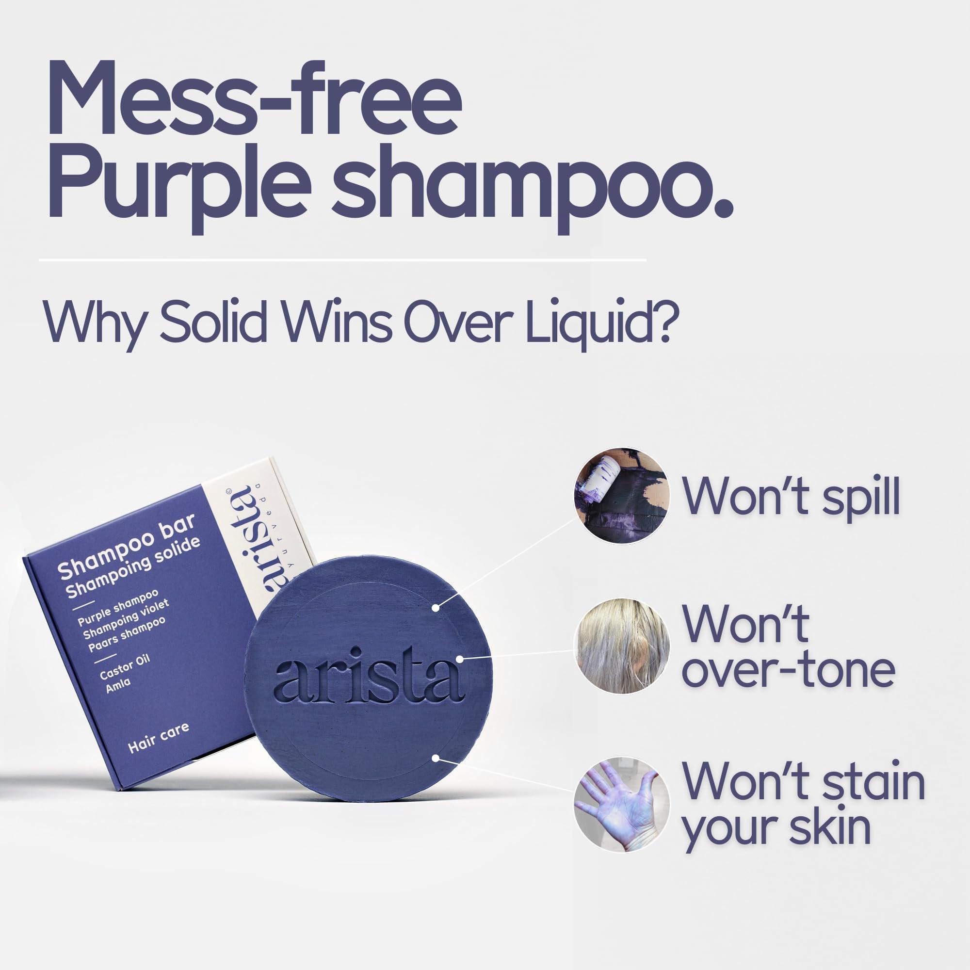Arista Purple Shampoo Bar, Amla Fruit Powder, Purple Toner & Castor Oil, Moisturizing & Plastic Free Hair Soap, Sulfate Free Solid Shampoo Puck for Grey Hair - Image 8