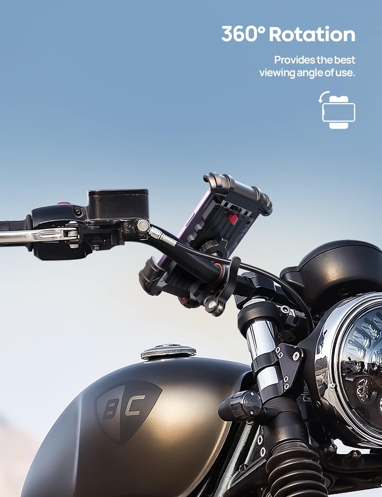 Lamicall Bike Phone Holder, Motorcycle Phone Mount - Motorcycle Handlebar Cell Phone Clamp, Scooter Phone Clip for iPhone 14 Plus/Pro Max, 13 Pro Max, S9, S10 and More 4.7" - 6.8" Smartphone, Orange - Image 3