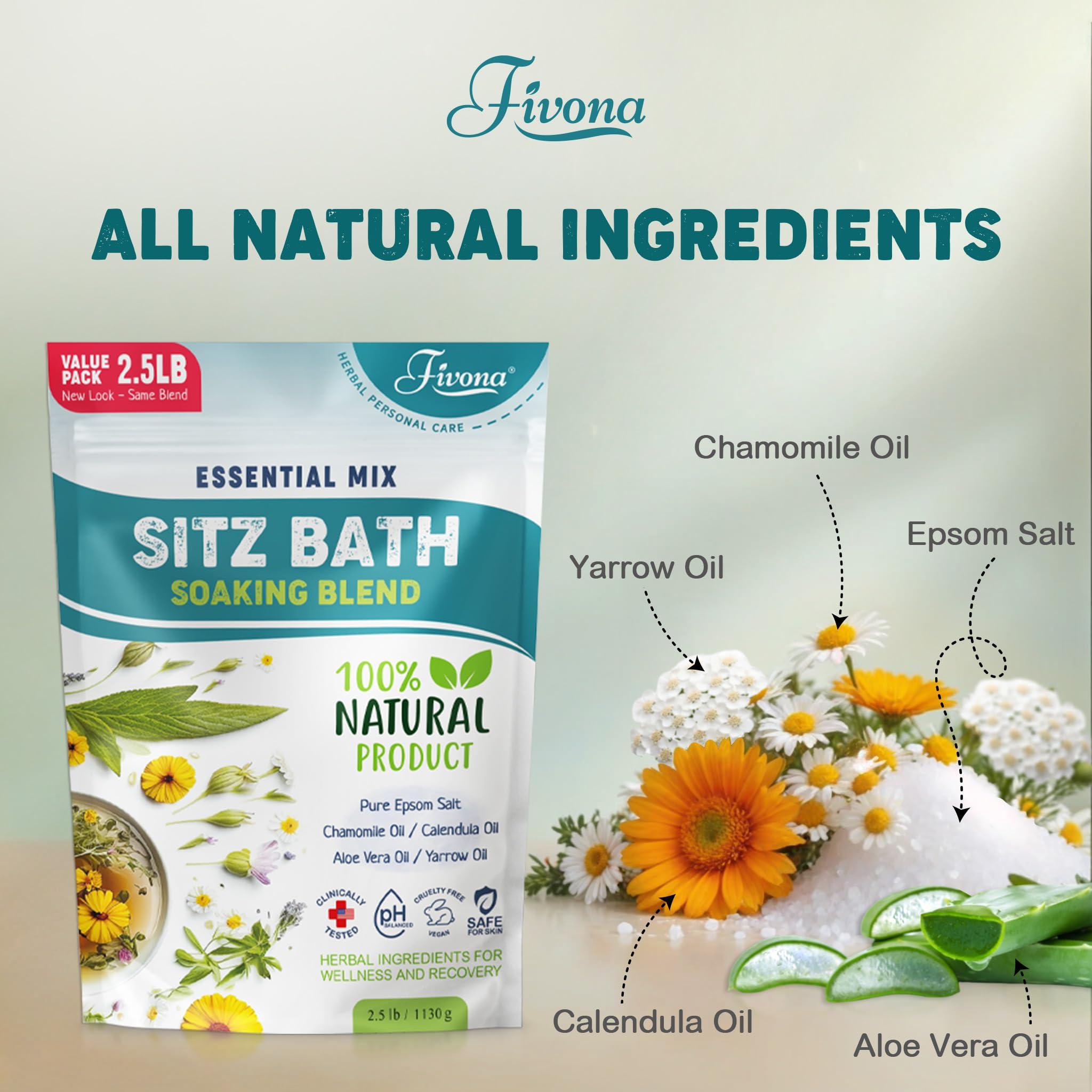 Hemorrhoid Treatment 40oz, Fivona Sitz Bath Salts, Postpartum Soaking Blend Epsom Salt with All Natural Oils for Self Care, Bartholin Cyst Treatment, Large Value Pack - Image 4