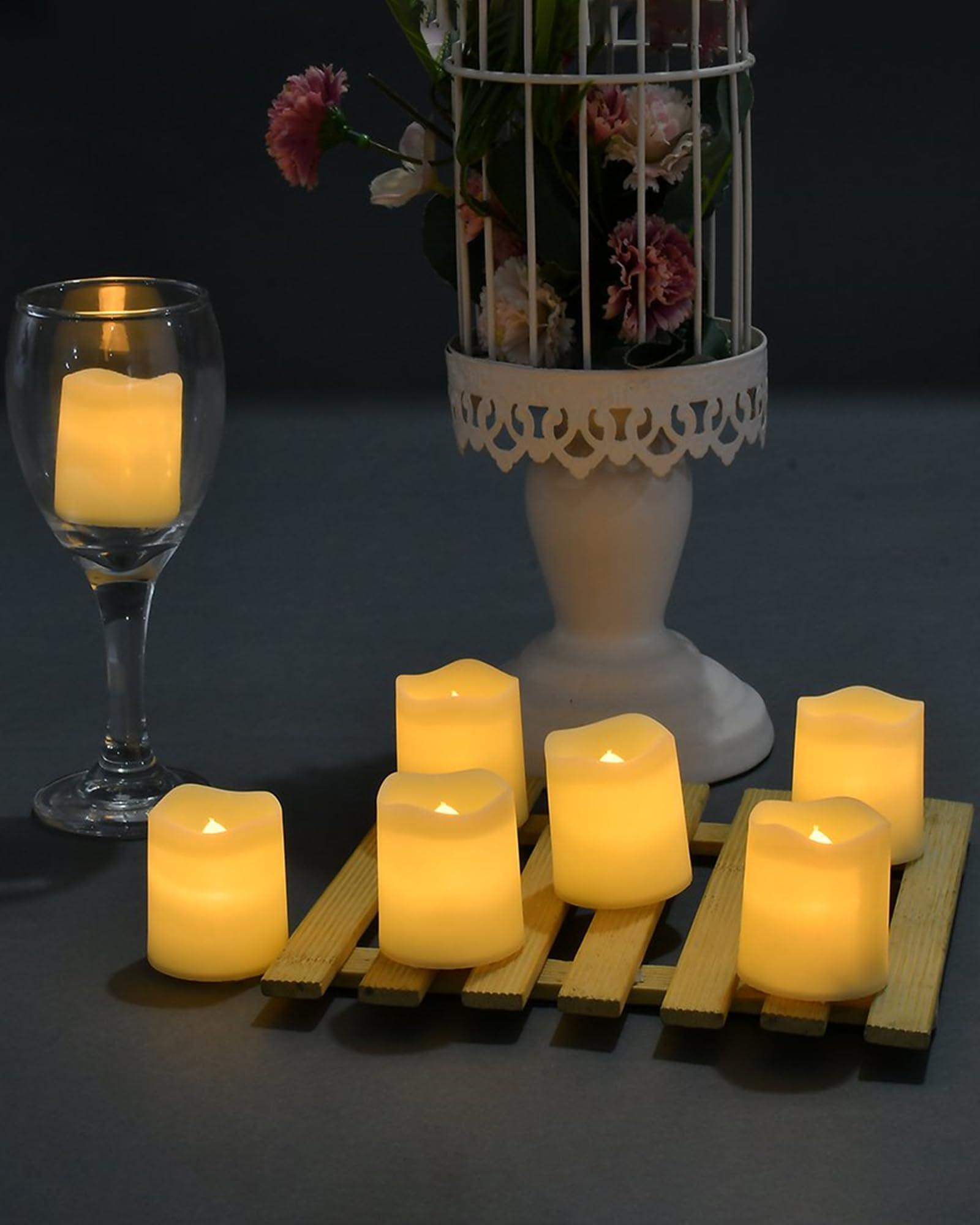 SHYMERY Flameless Votive Candles,Flameless Flickering Electric Fake Candle,24 Pack 200+Hour Battery Operated LED Tea Lights in Warm White for Wedding, Table, Halloween,Christmas Decorations 1.5"X1.7" - Image 9