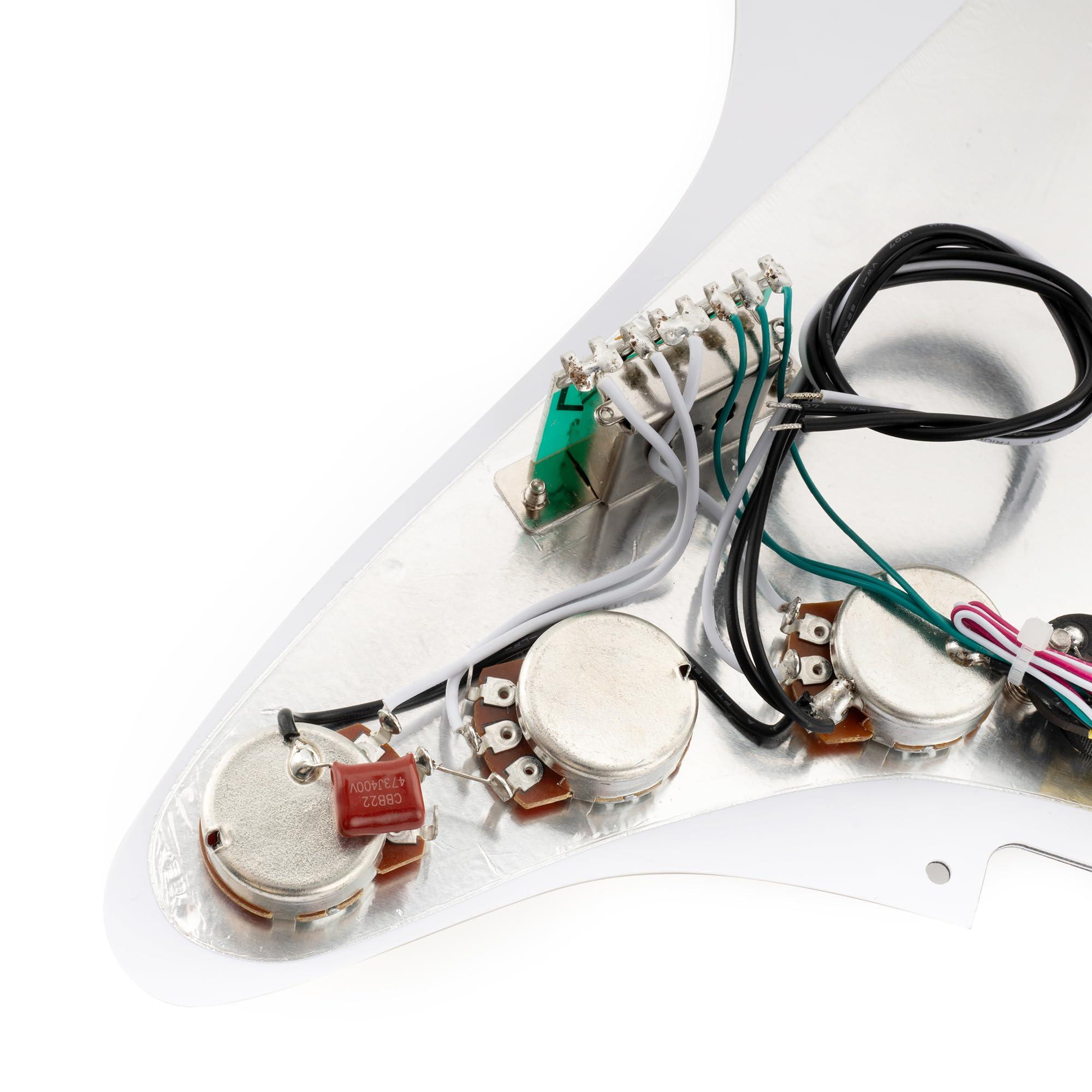 Musiclily Pro-SE ST-DPHA Pre-wired SSS Pickguard with Alnico 5 Mini Rail Humbucker for Strat Style Electric Guitar, 4Ply Tortoise Shell - Image 9