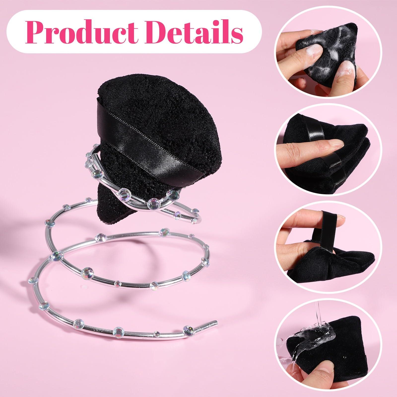 Pimoys 6 Pcs Powder Puff Face Soft Triangle Makeup Puff Velour Makeup Sponge Beauty Blender for Loose Powder (Black) - Image 4