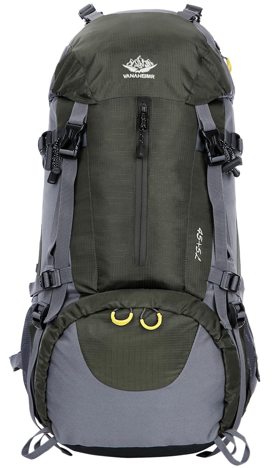 WoneNice 50L(45+5) Waterproof Hiking Backpack - Outdoor Sport Daypack with Rain Cover