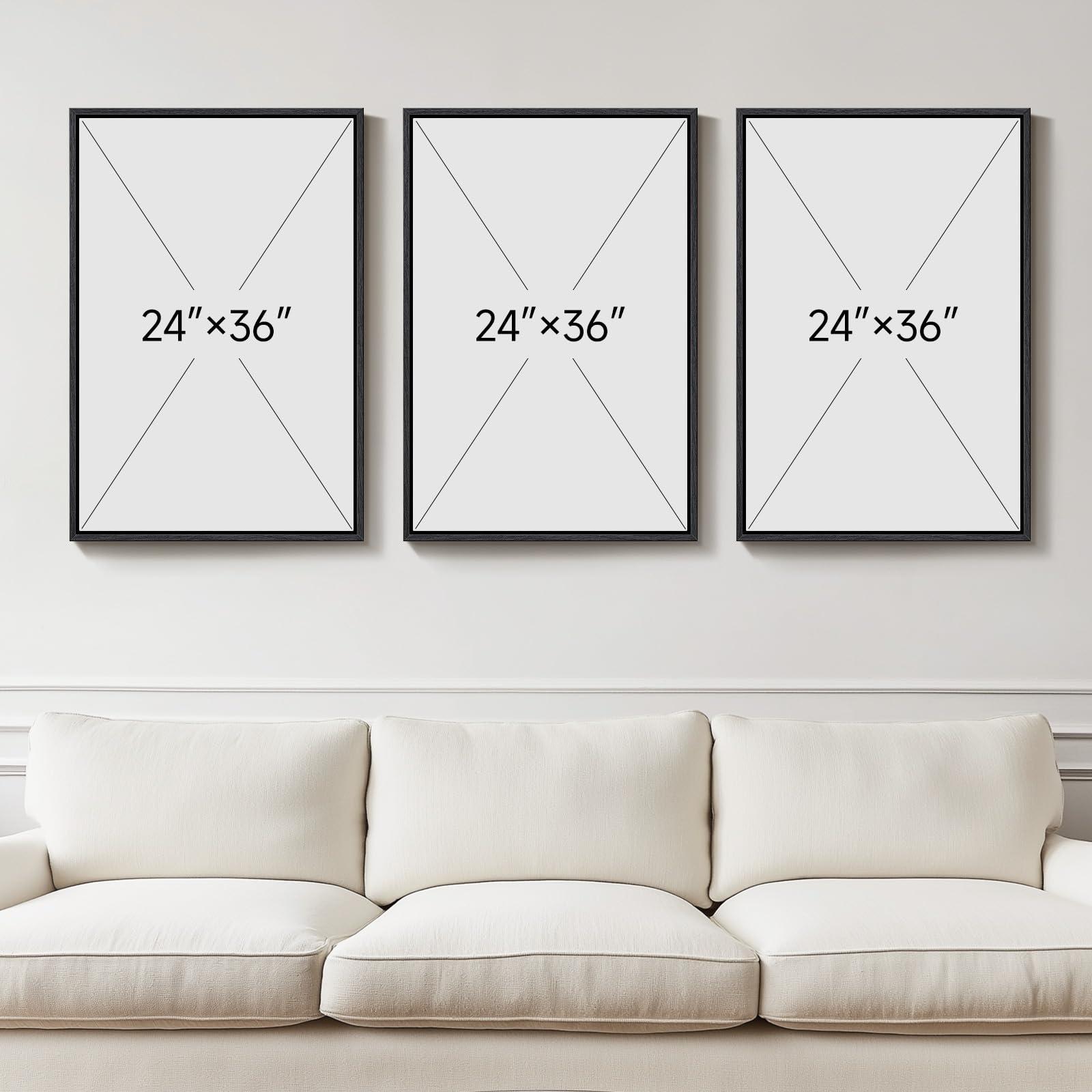 Large Framed Black and White Abstract Wall Art for Living Room, 3 Piece Big Modern Canvas Prints Paintings Artwork for Walls, Minimalist Abstract Art Pictures for Hallway, Office Wall Decor 24x36 Inch - Image 3