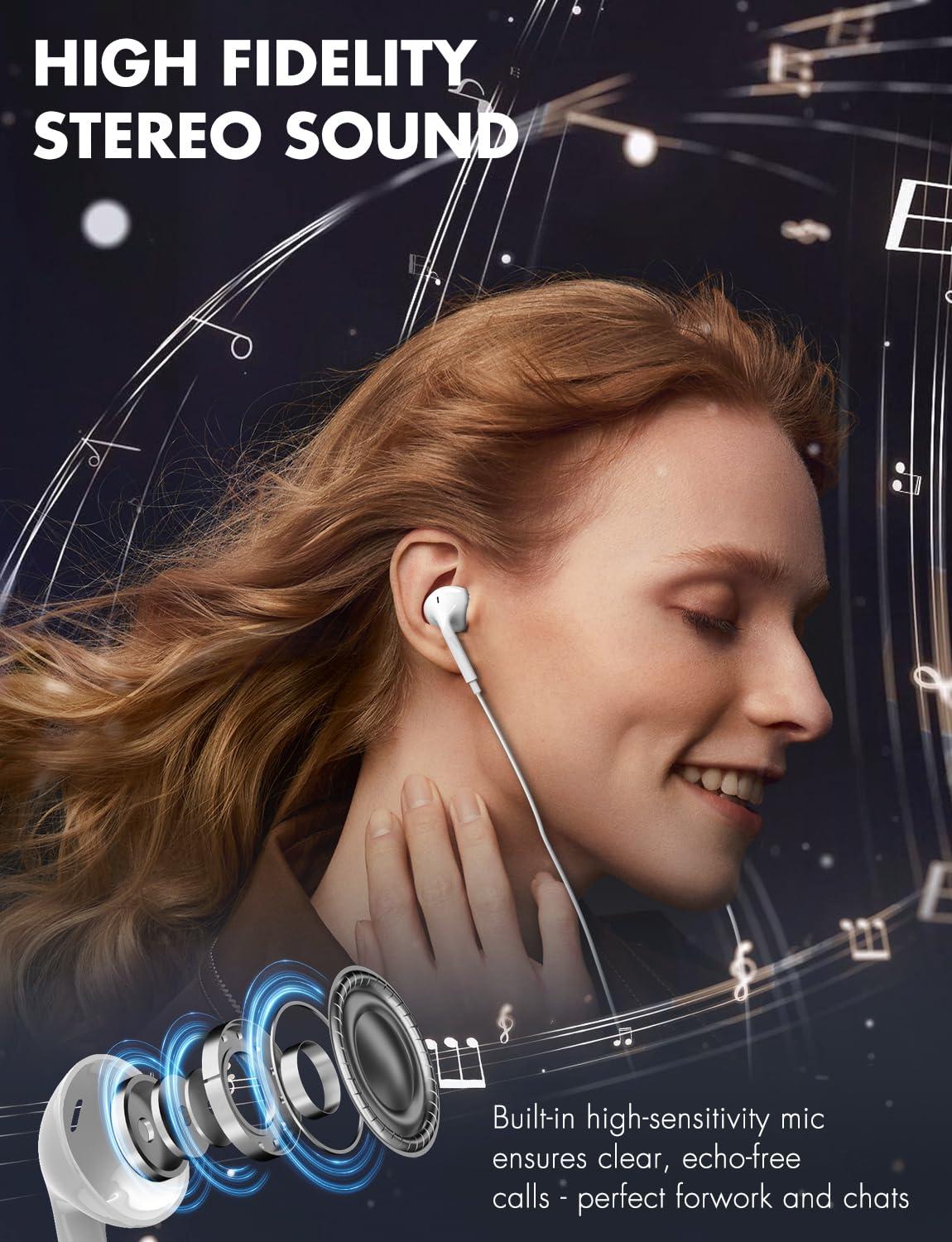 Antool USB C Headphones, 【Ultra Clear Calls & no Noise】 Earbuds Wired for iPhone 16/15 USBC Headphones,Compatible with iPhone/Android/Galaxy/iPad【2 Pack】 - Image 6