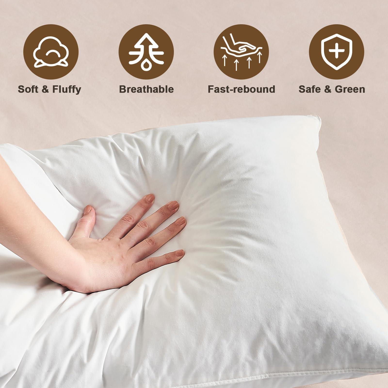 BHZ Goose Down Feather Pillows Queen Size - Hotel Collection Bed Pillows for Sleeping Soft Pillow for Side and Back Sleepers with 100% Cotton Fabric - Image 5
