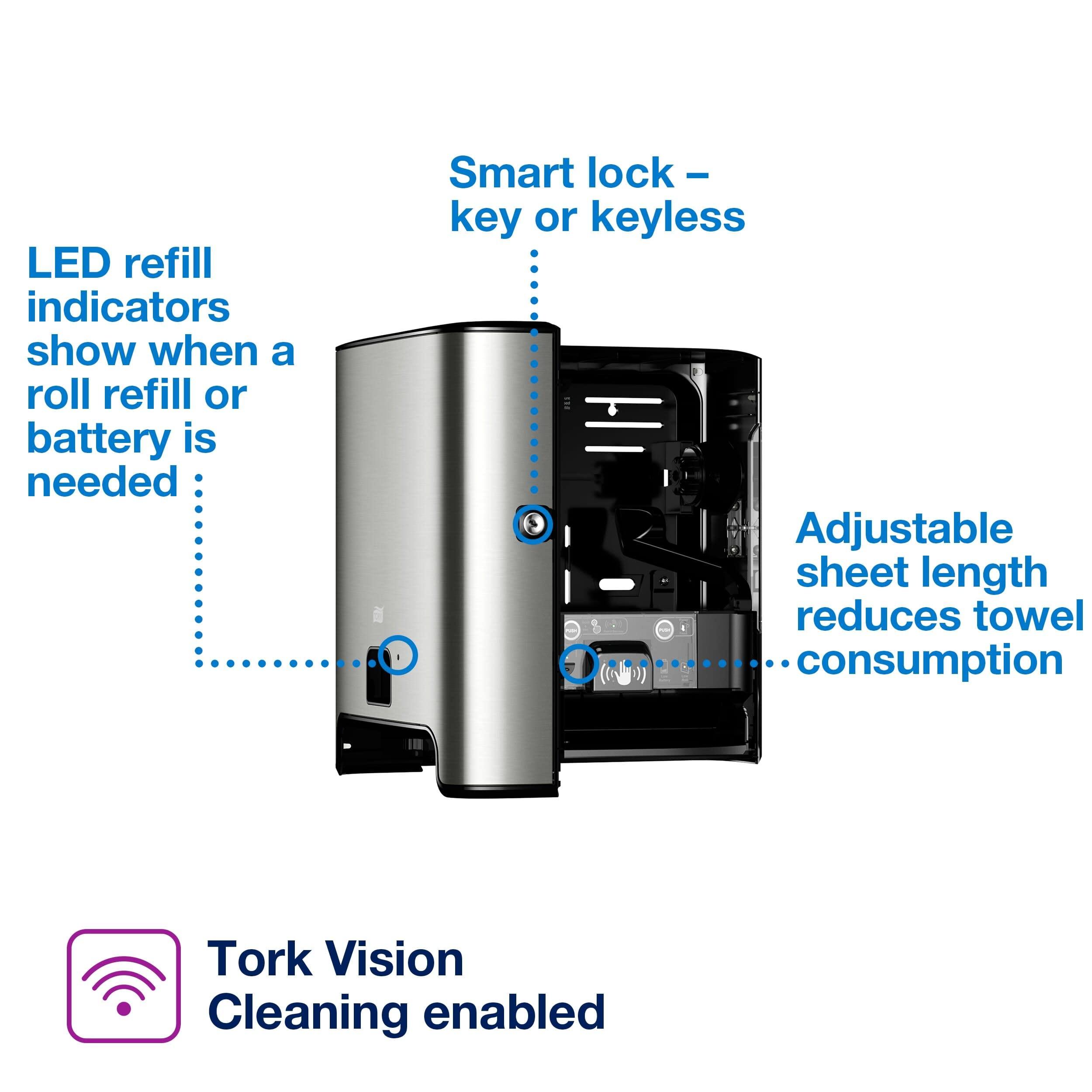 Tork Matic Hand Towel Roll Dispenser with Intuition Sensor, Stainless Steel, Image, H1, One-at-a-Time Dispensing - 461202 - Image 2