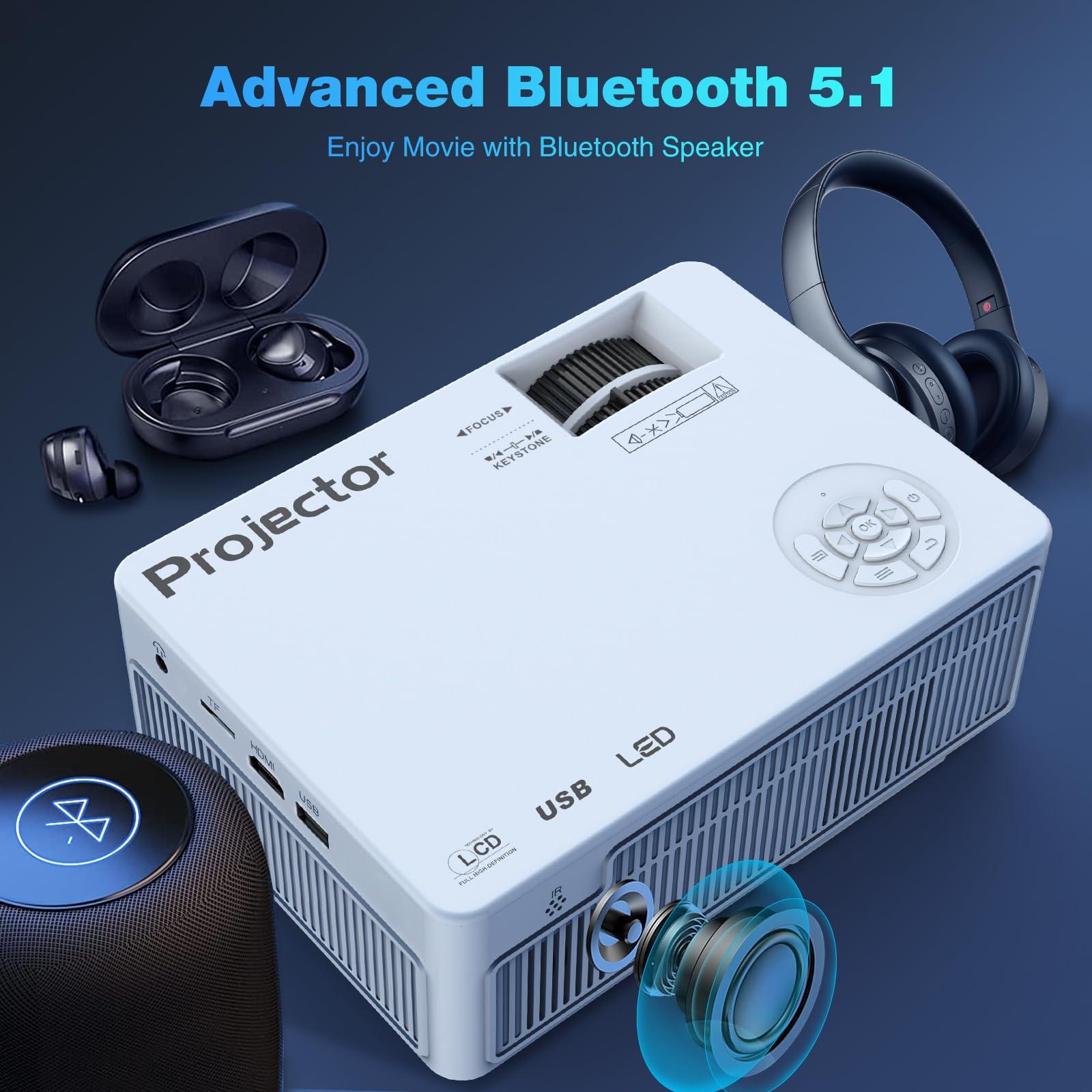 Native 1080P Projector with 5G WiFi Bluetooth and Tripod, 4K Supported Portable Home and Outdoor Movie Projector, Max 300" Display, Compatible with TV Stick, HDMI, Phone - Image 6