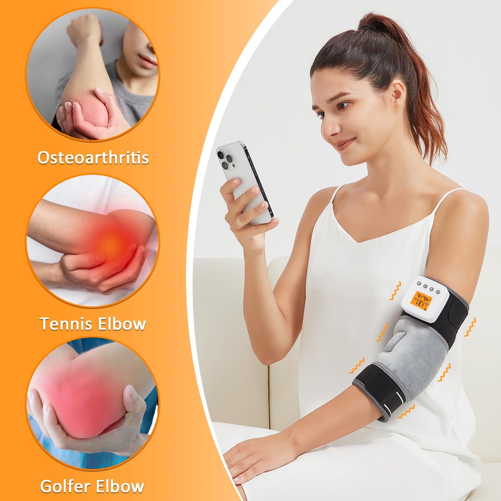 AOKESTE Cordless Elbow Heating Pad for Tennis Elbow Relief,Vibration Massage Heated Elbow Brace for Cubital Tunnel,Rechargeable Heating Pad for Elbow for Tendonitis,Arm Elbow Massager for Pain Relief - Image 8